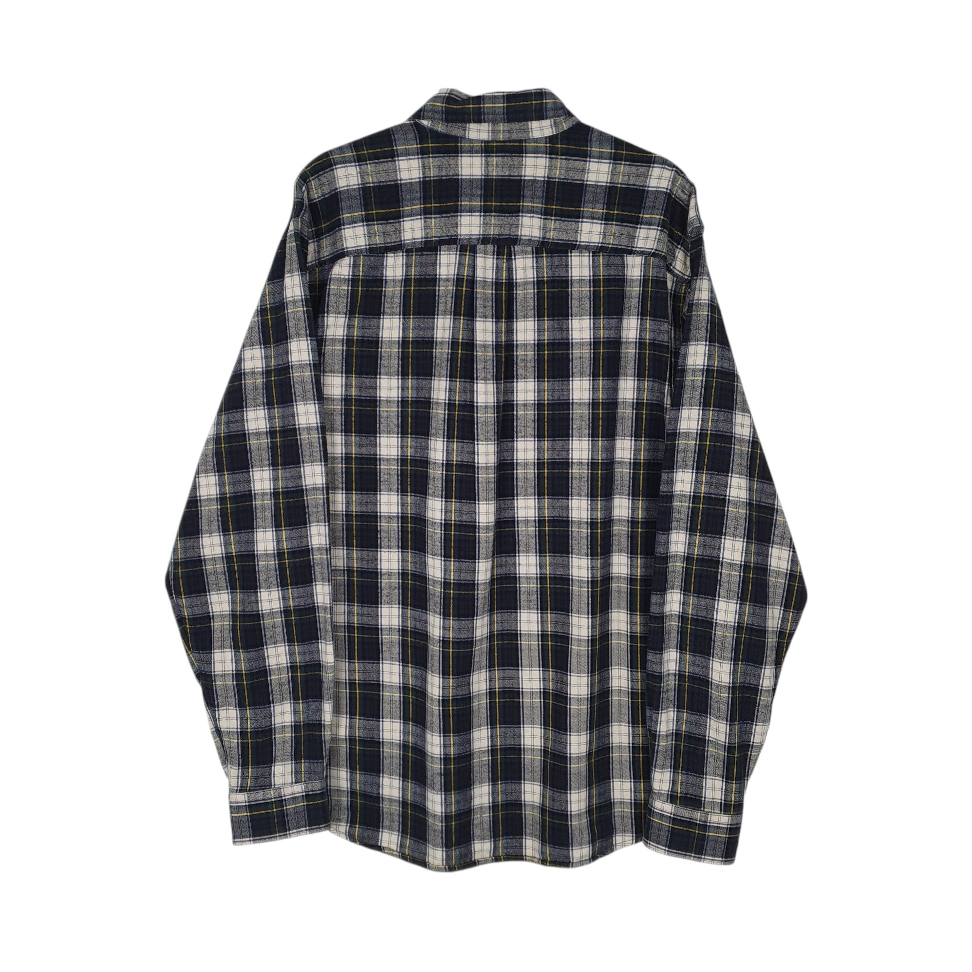 Mens Navy L.L.Bean Thick Flannel Plaid  Shirt