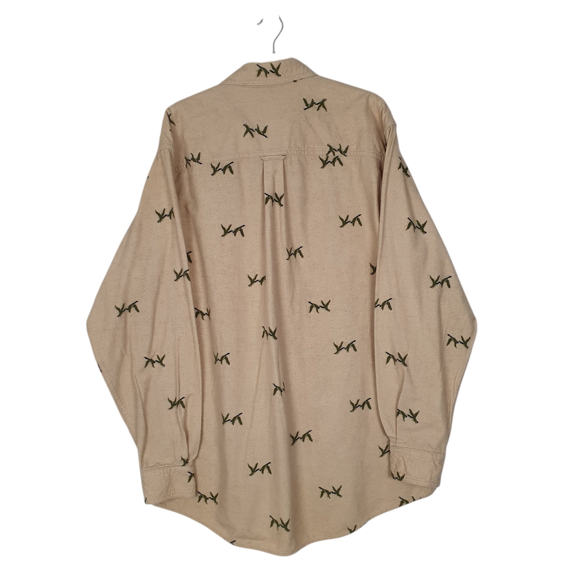 Mens Beige Woolrich Wildlife Geese Thick Chamois  Shirt