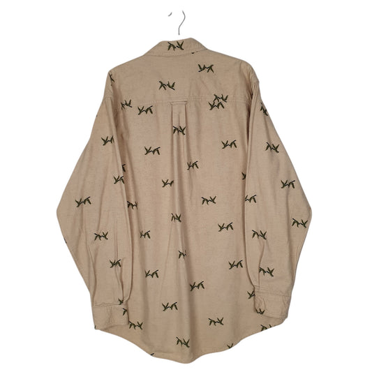 Mens Beige Woolrich Wildlife Geese Thick Chamois  Shirt