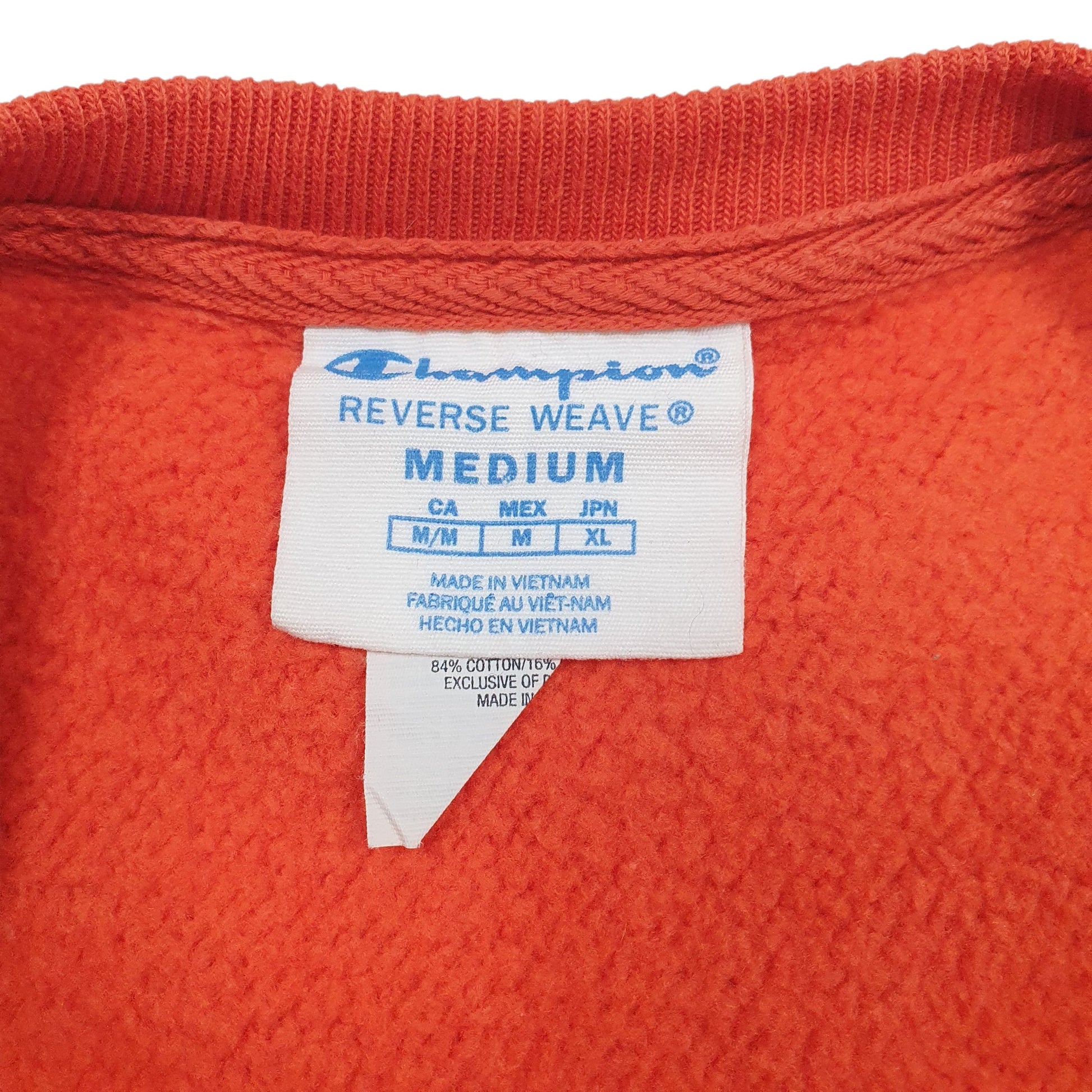 Mens Orange Champion Crop Top Reverse Weave Crewneck Jumper