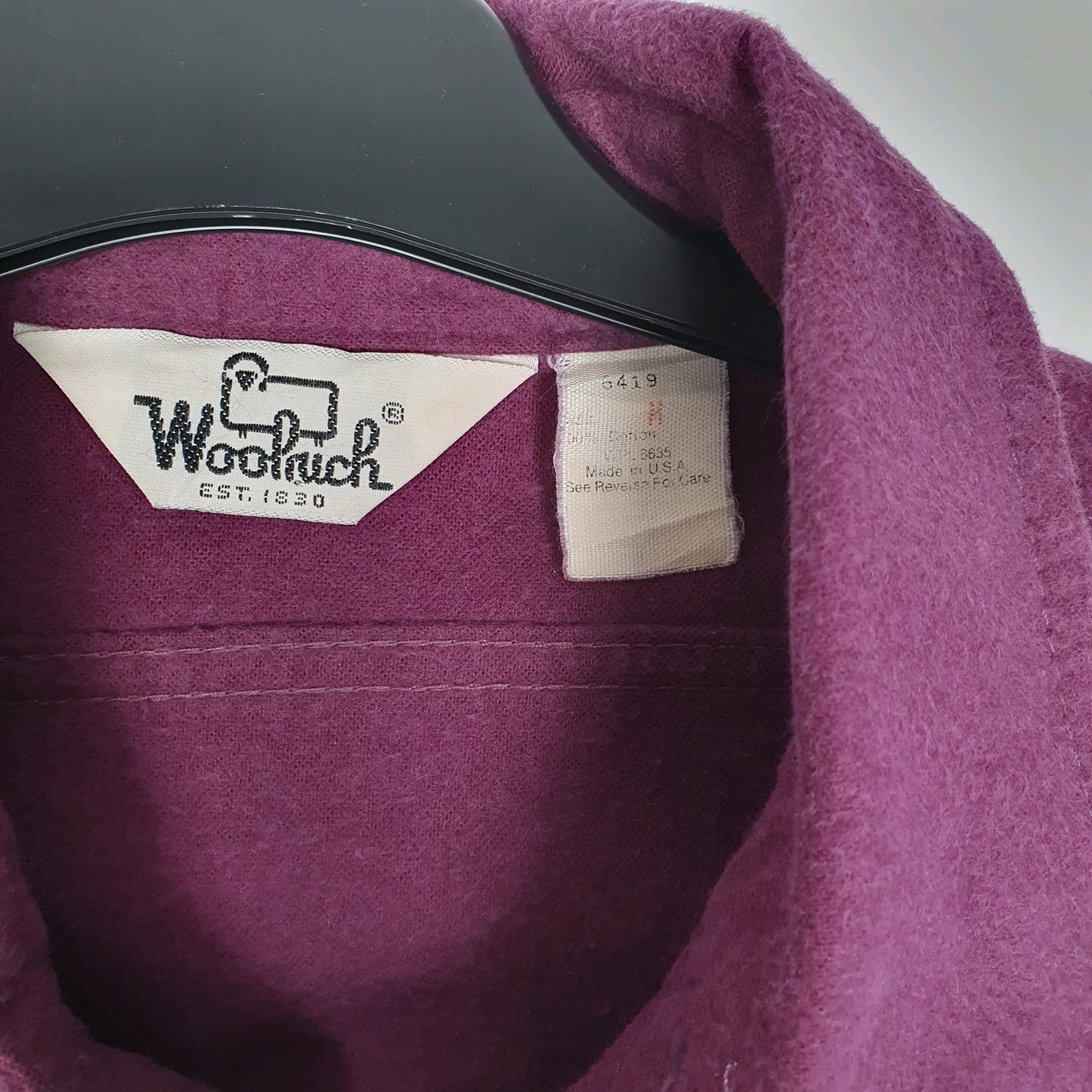 Mens Purple Woolrich Vintage 90s Made In USA Chamois  Shirt