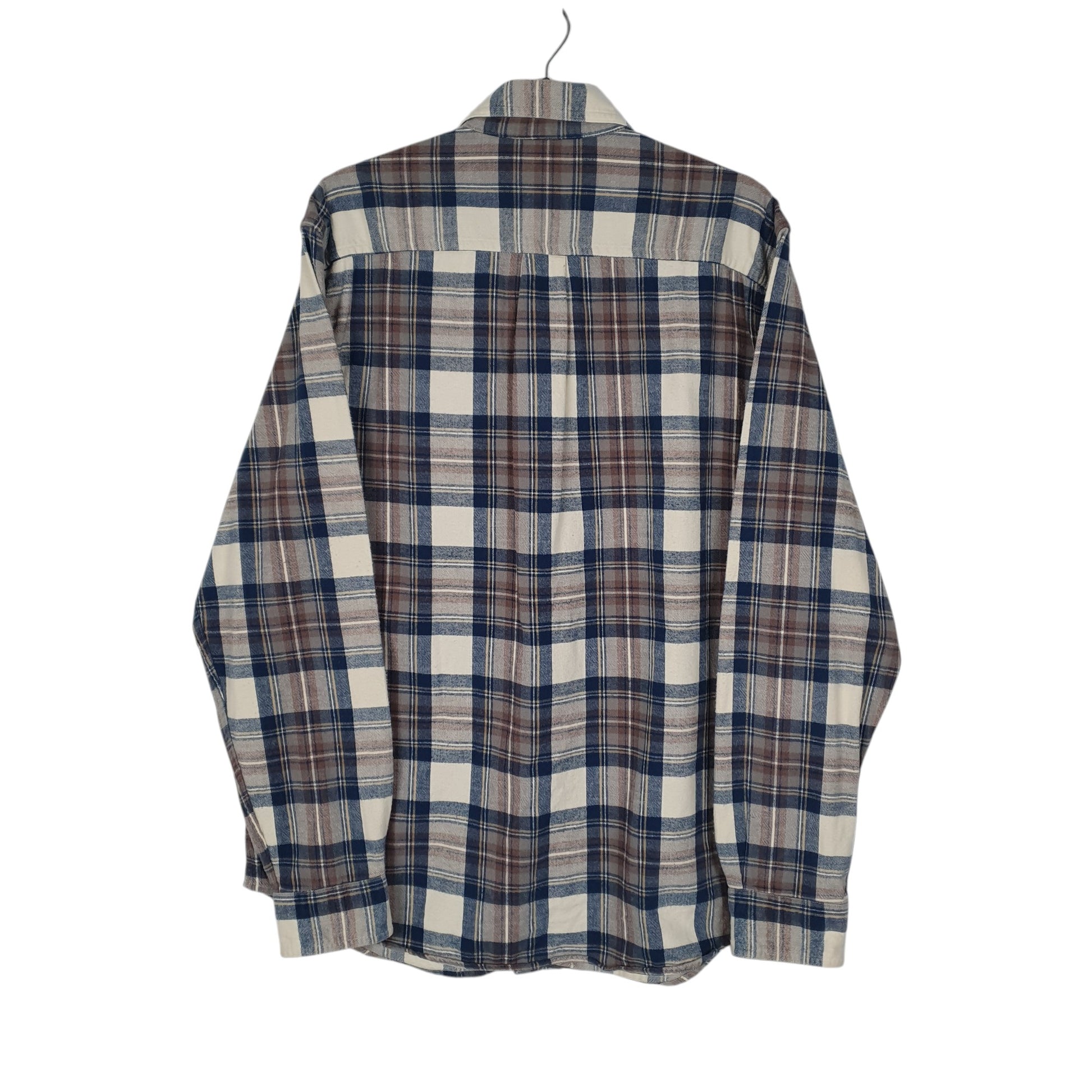 Mens Grey L.L.Bean Thick Flannel Plaid  Shirt