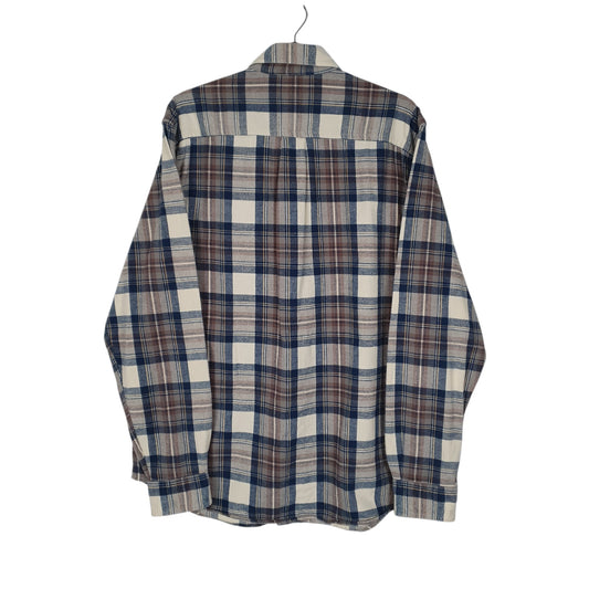 Mens Grey L.L.Bean Thick Flannel Plaid  Shirt