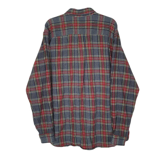 Mens Grey L.L.Bean Scotch Plaid Flannel  Shirt