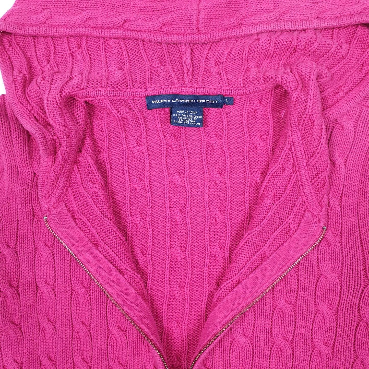Womens Pink Polo Ralph Lauren Cable Knit Hoodie Full Zip Jumper