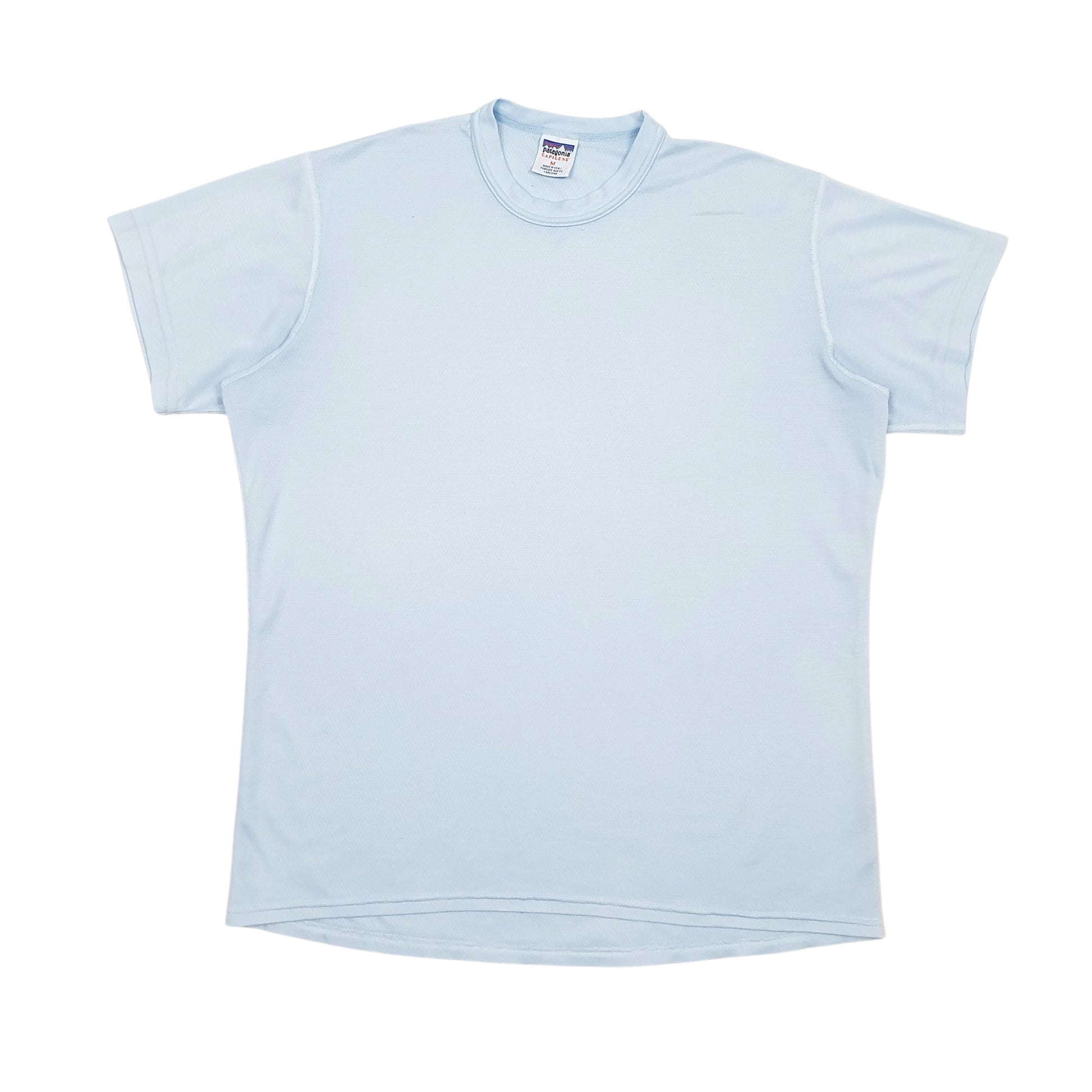 Mens Blue Patagonia Capilene Vintage Made In USA Short Sleeve T Shirt