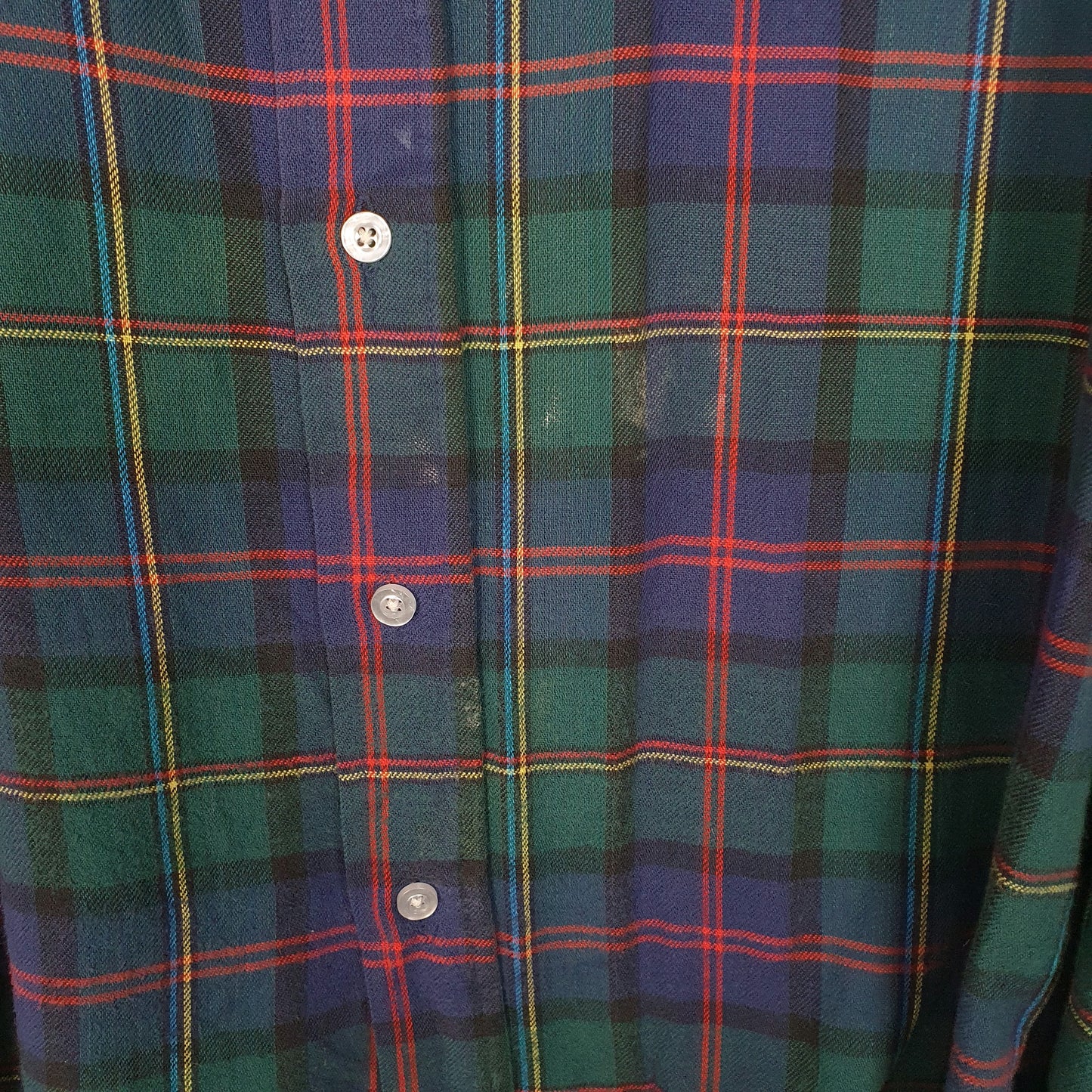 Mens Green L.L.Bean Vintage 90s Made In USA Scotch Plaid Flannel  Shirt