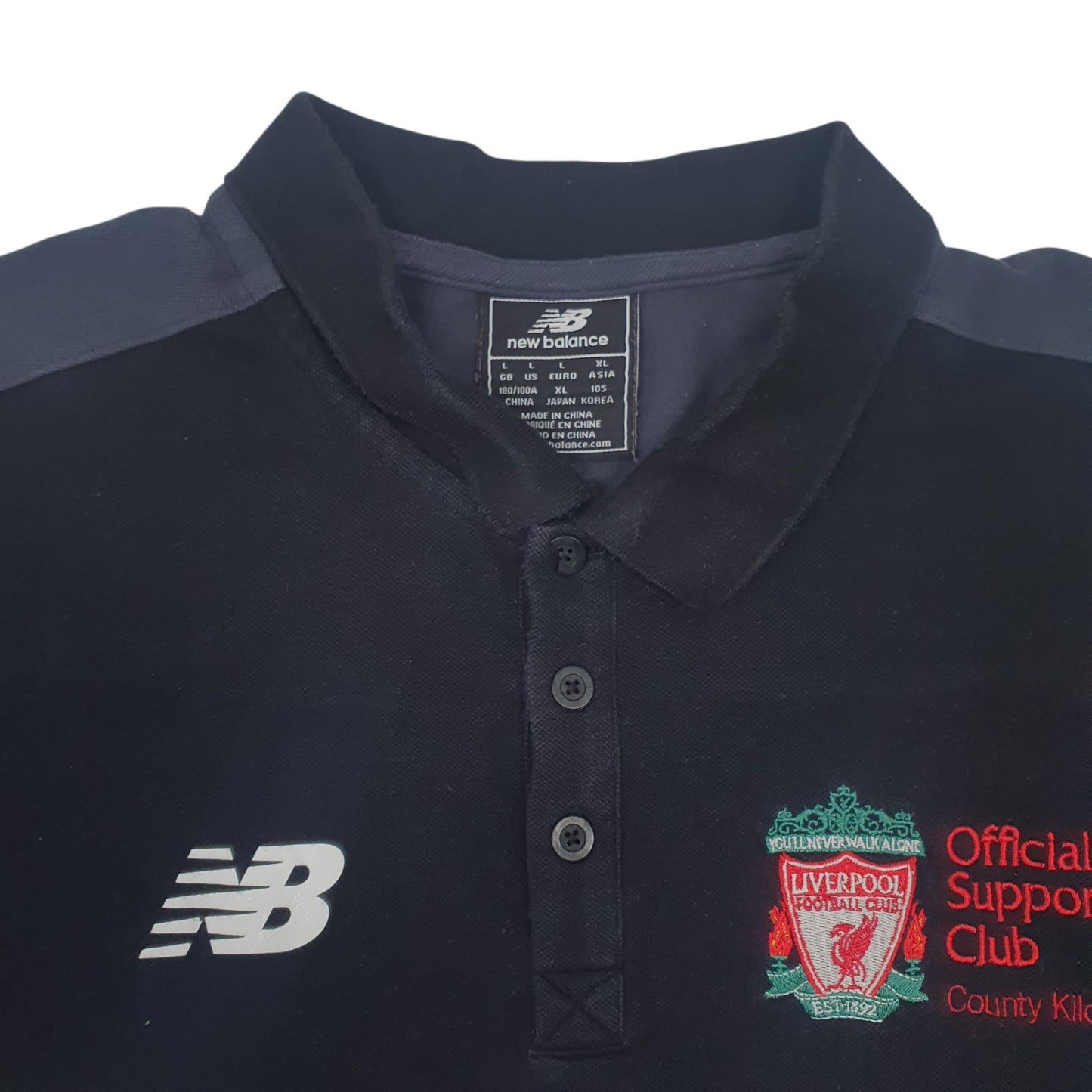 Mens Black New Balance Liverpool  Polo Shirt