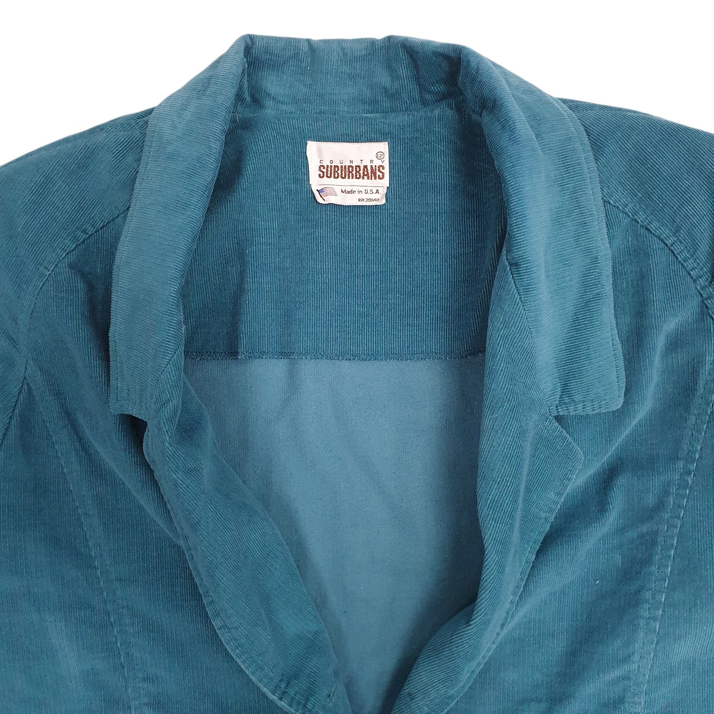Womens Blue Country Suburbans Vintage 90s Made In USA Corduroy  Coat