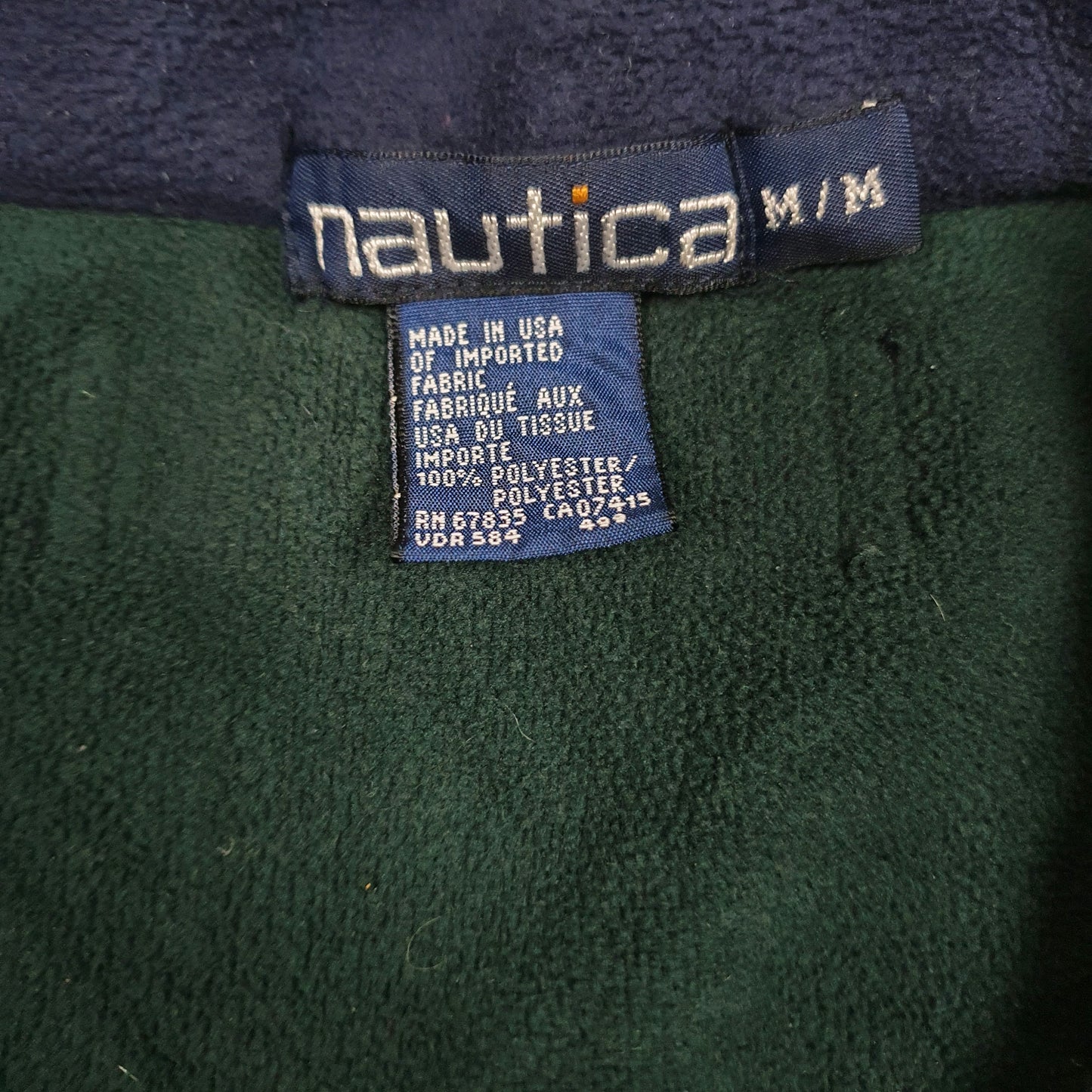 Mens Navy Nautica Baggy Spellout Vintage 90s Made In USA Quarter Zip Jumper