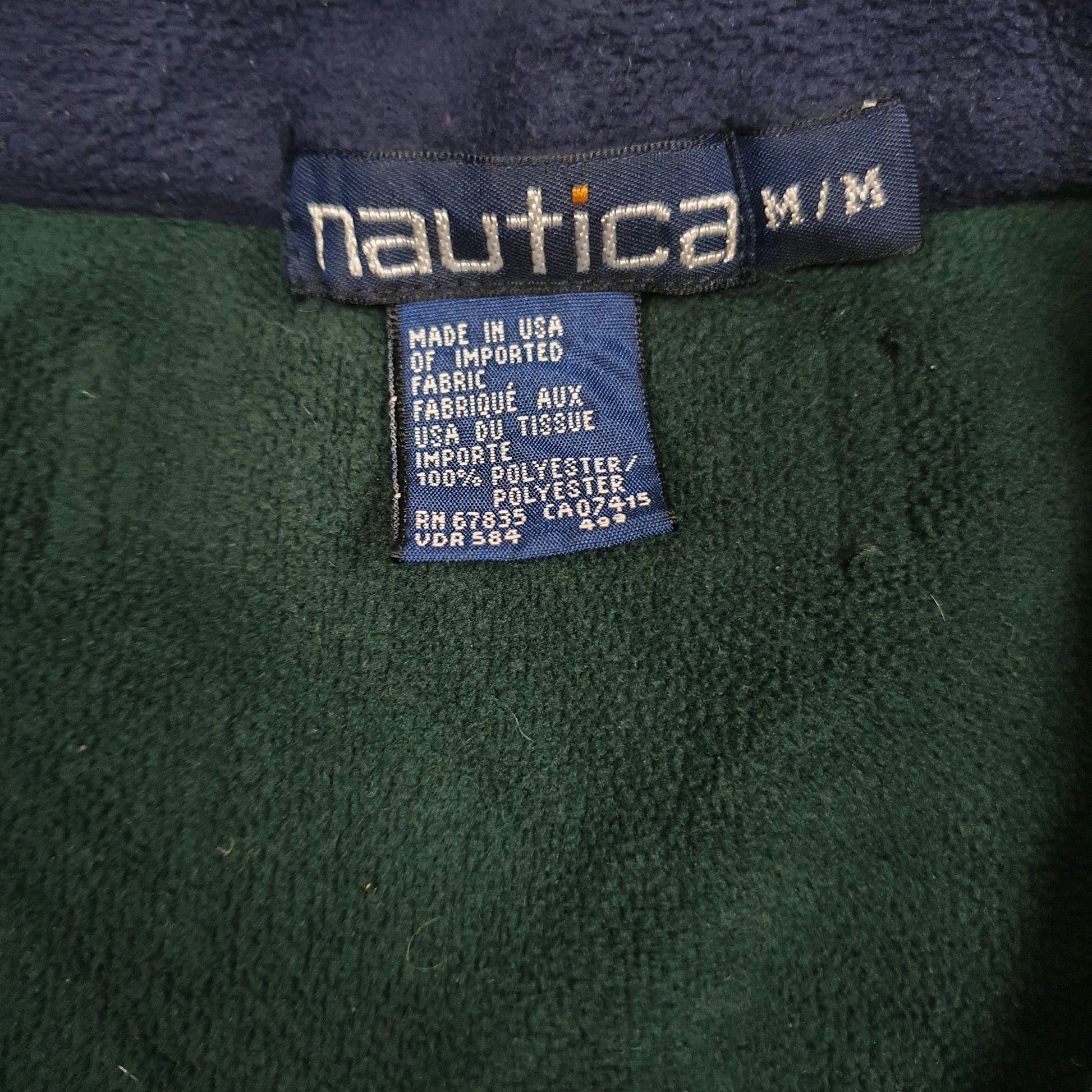 Mens Navy Nautica Baggy Spellout Vintage 90s Made In USA Quarter Zip Jumper