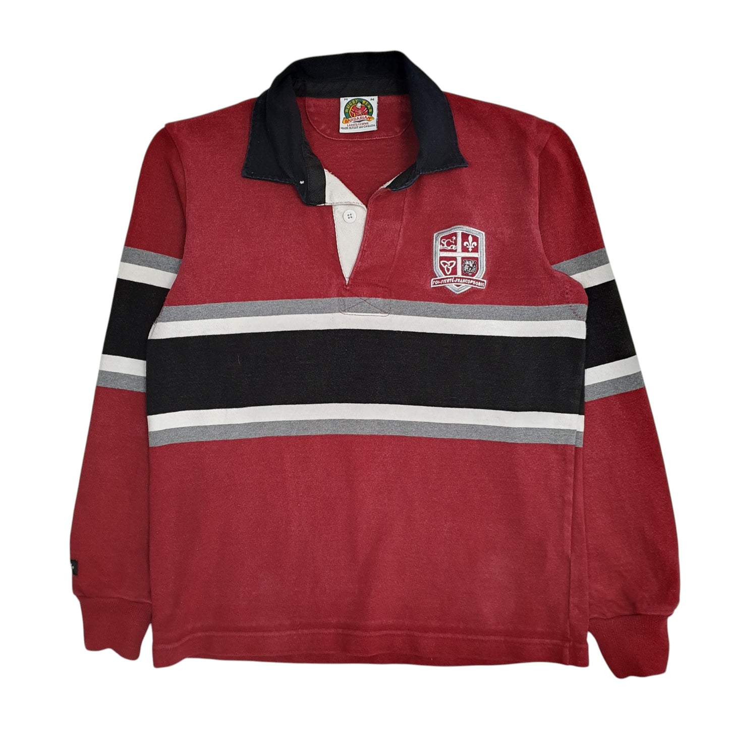 Womens Red Barbarian Rugby Long Sleeve Polo Shirt