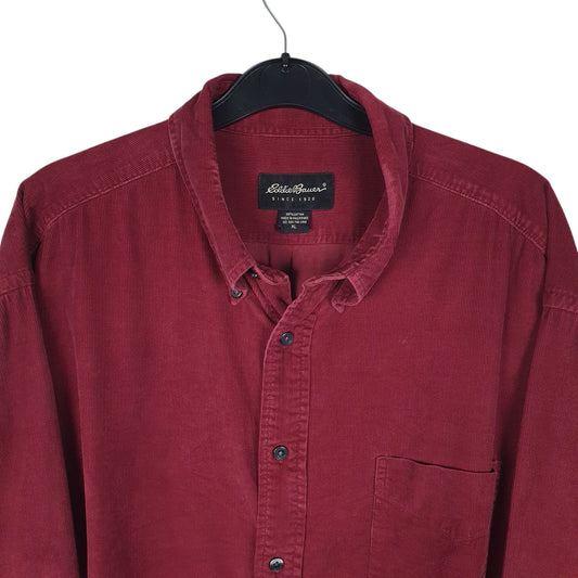 Mens Burgundy Eddie Bauer Corduroy  Shirt