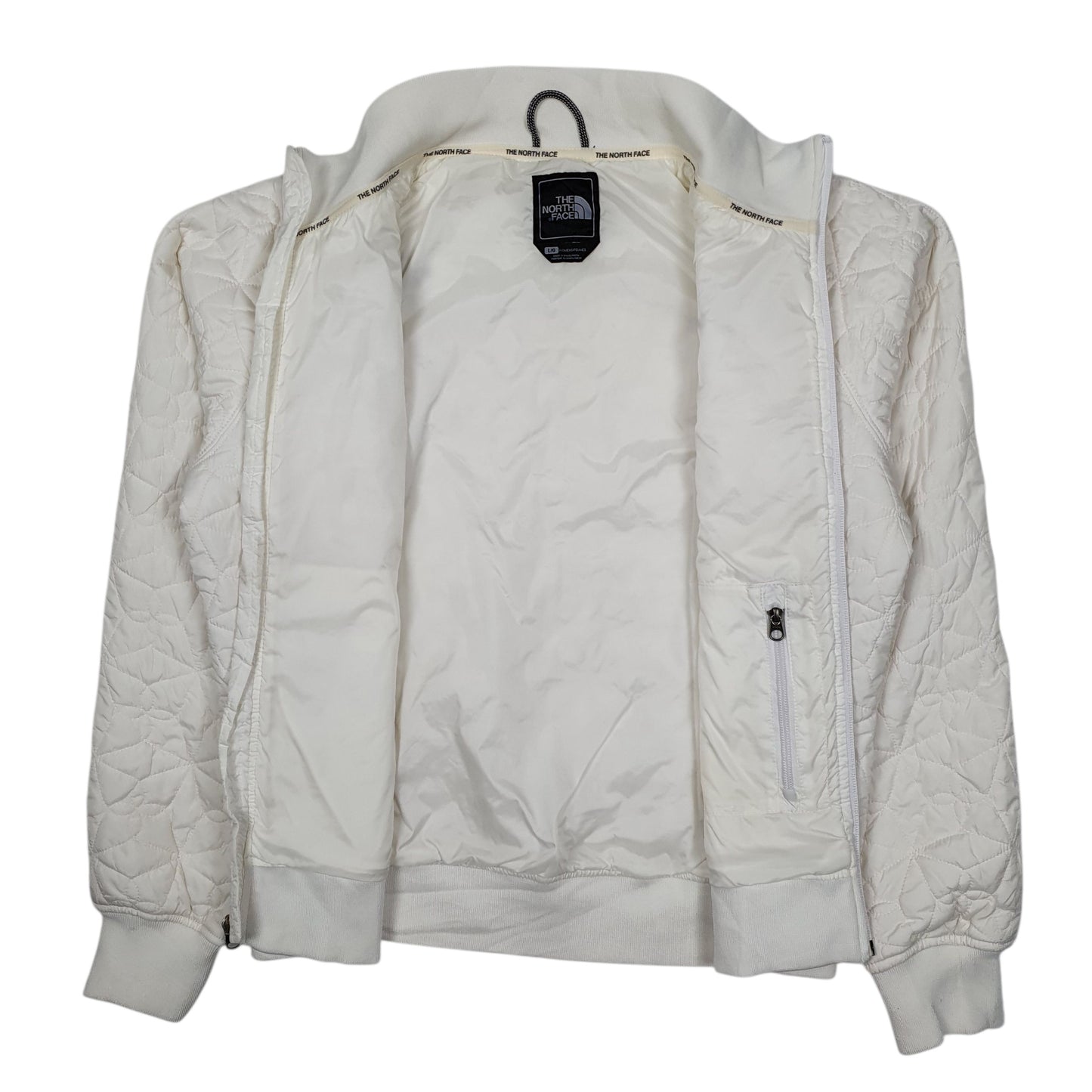 Womens White The North Face Padded Windbreaker Hoodie Coat