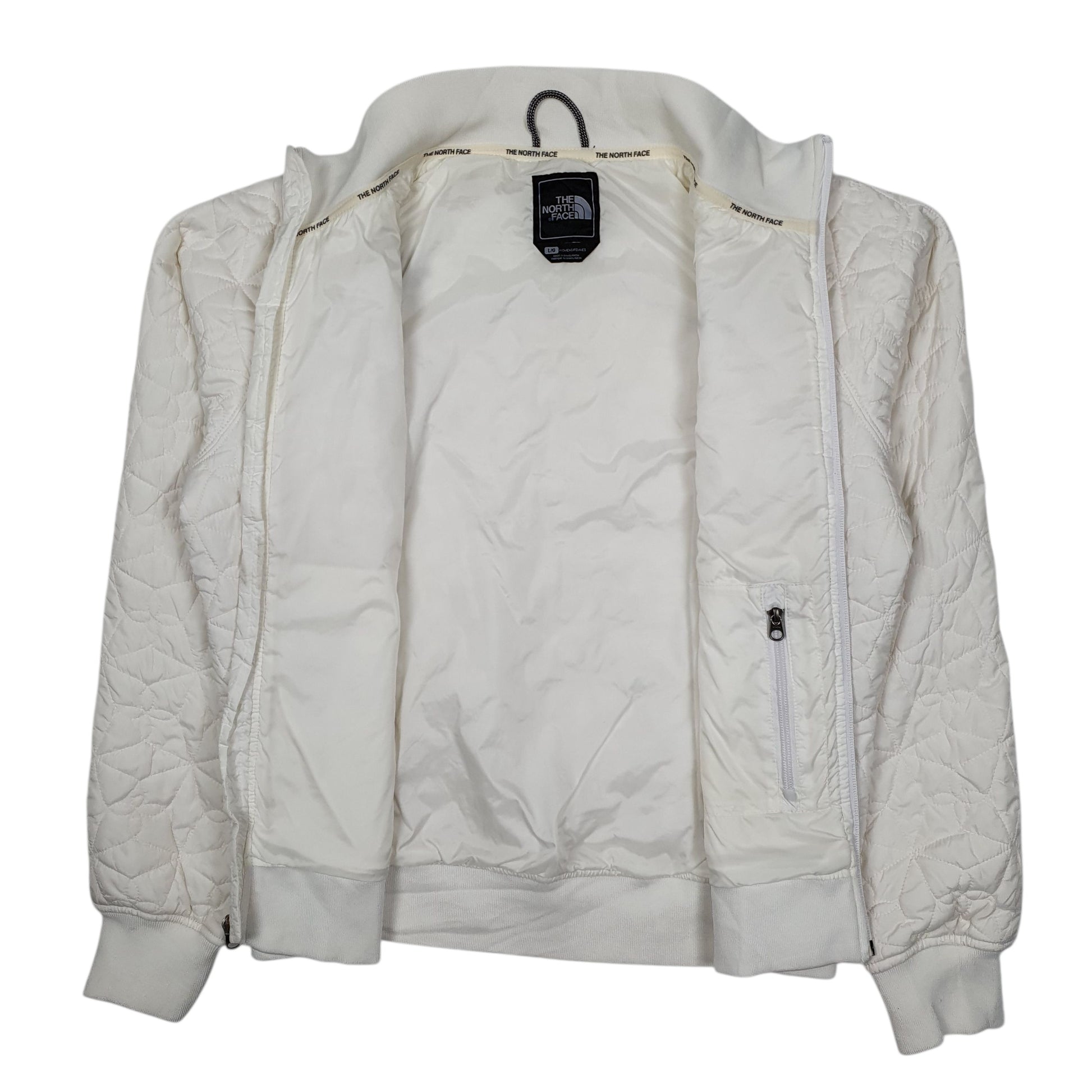 Womens White The North Face Padded Windbreaker Hoodie Coat