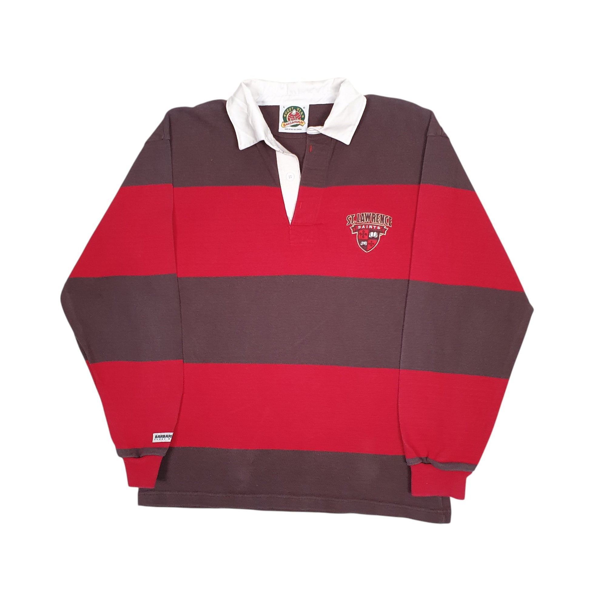 Mens Red Barbarian Rugby St Lawrence Saints Long Sleeve Polo Shirt