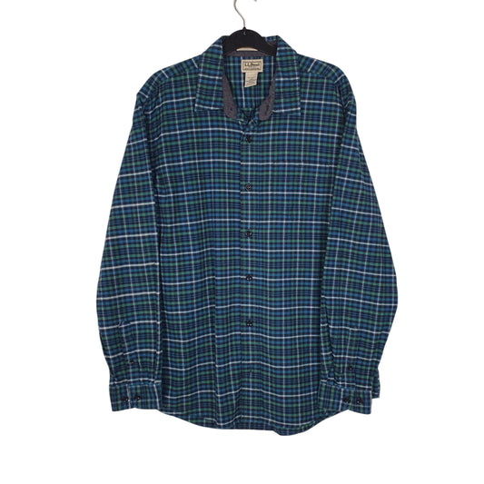Mens Blue L.L.Bean Thick Flannel Long Sleeve Shirt