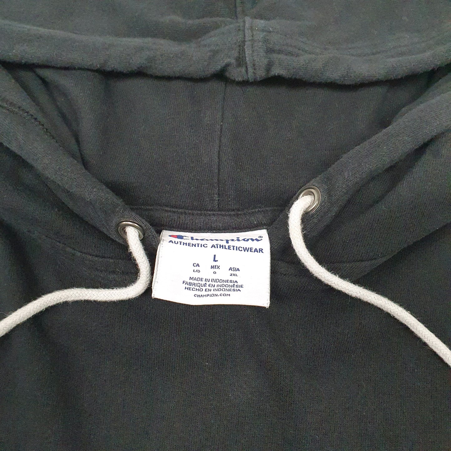 Mens Black Champion Lightweight Spellout Hoodie Jumper