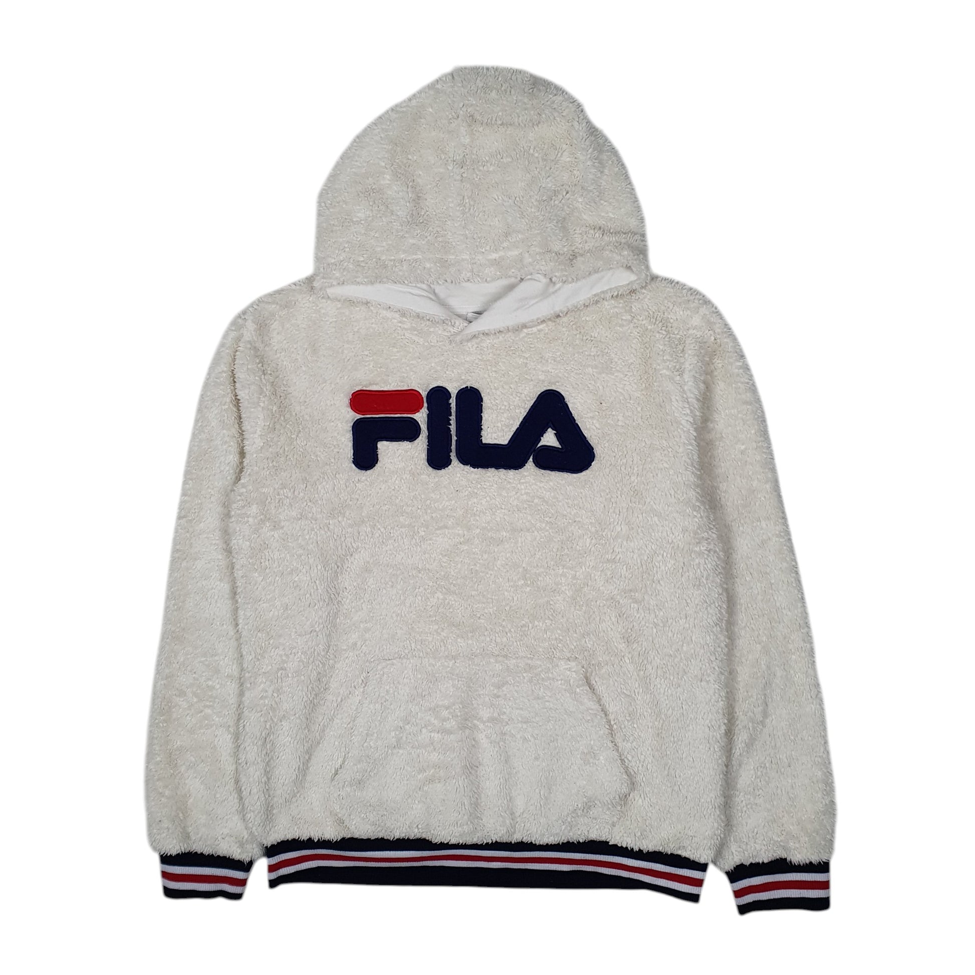 Womens Cream Fila Fluffy Sherpa Hoodie Jumper