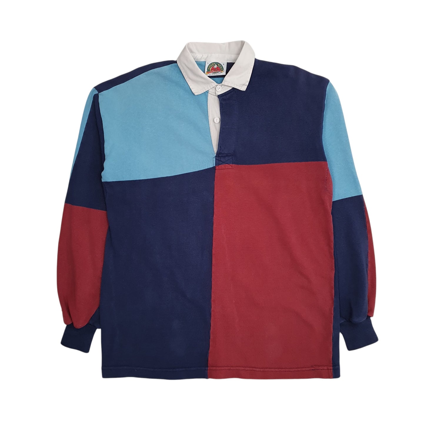 Mens Blue Barbarian Rugby Long Sleeve Polo Shirt