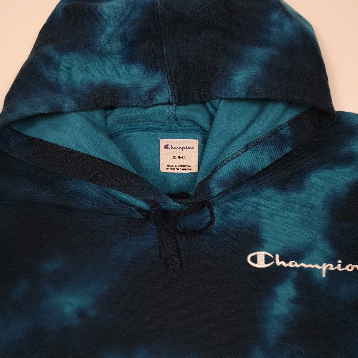 Womens Navy Champion Tie Dye Hoodie Jumper