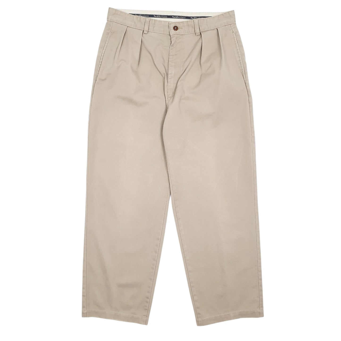 Mens Tan Polo Ralph Lauren Andrew Pant Pleated 90s Chino Trousers