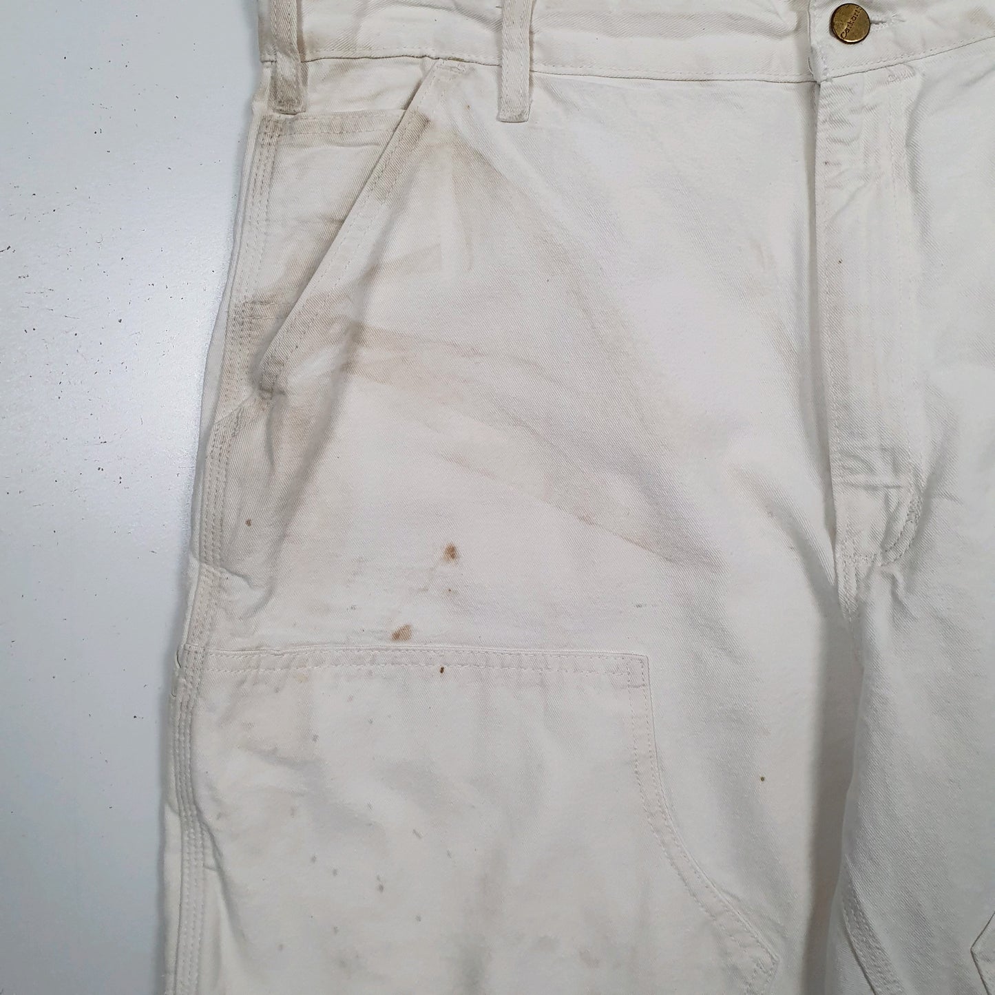 Mens White Carhartt Vintage Made In USA Full Zip Shorts