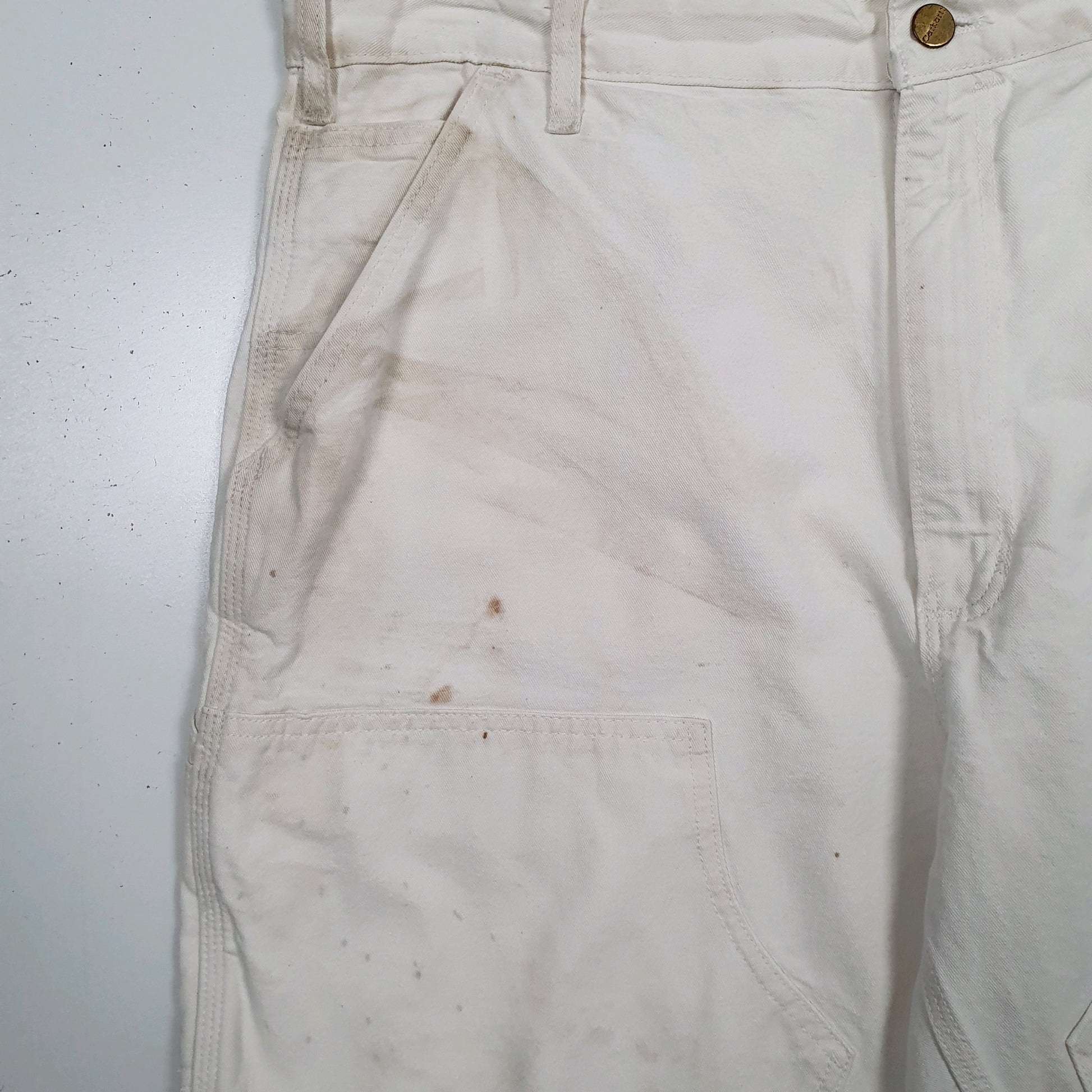 Mens White Carhartt Vintage Made In USA Full Zip Shorts