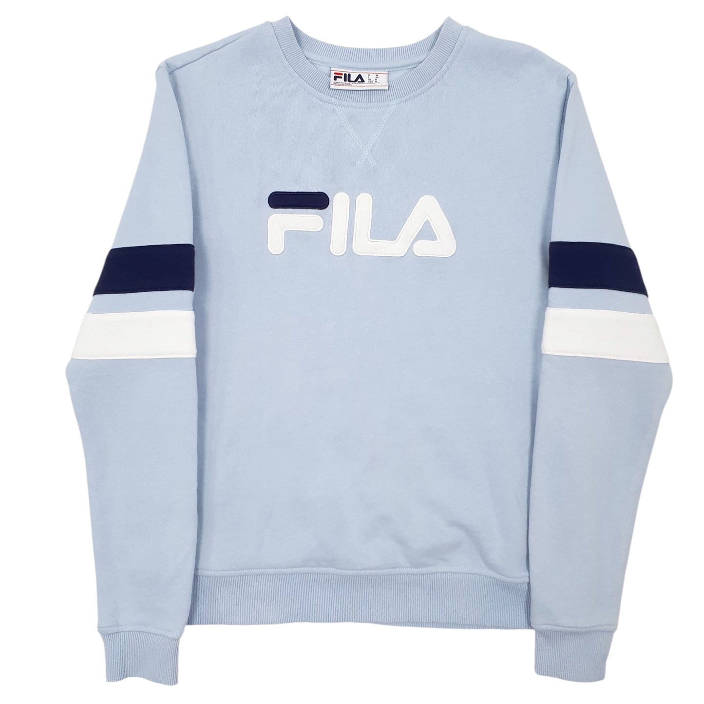 Womens Blue Fila Spellout Crewneck Jumper