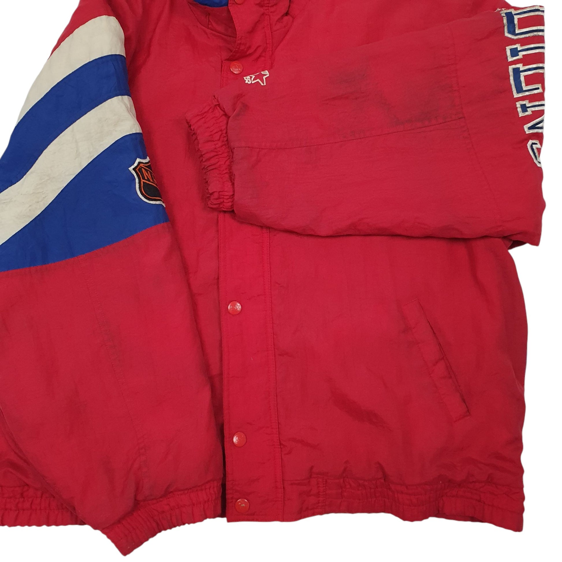 Mens Red Starter Vintage 90s NHL Montreal Canadiens Hoodie Coat