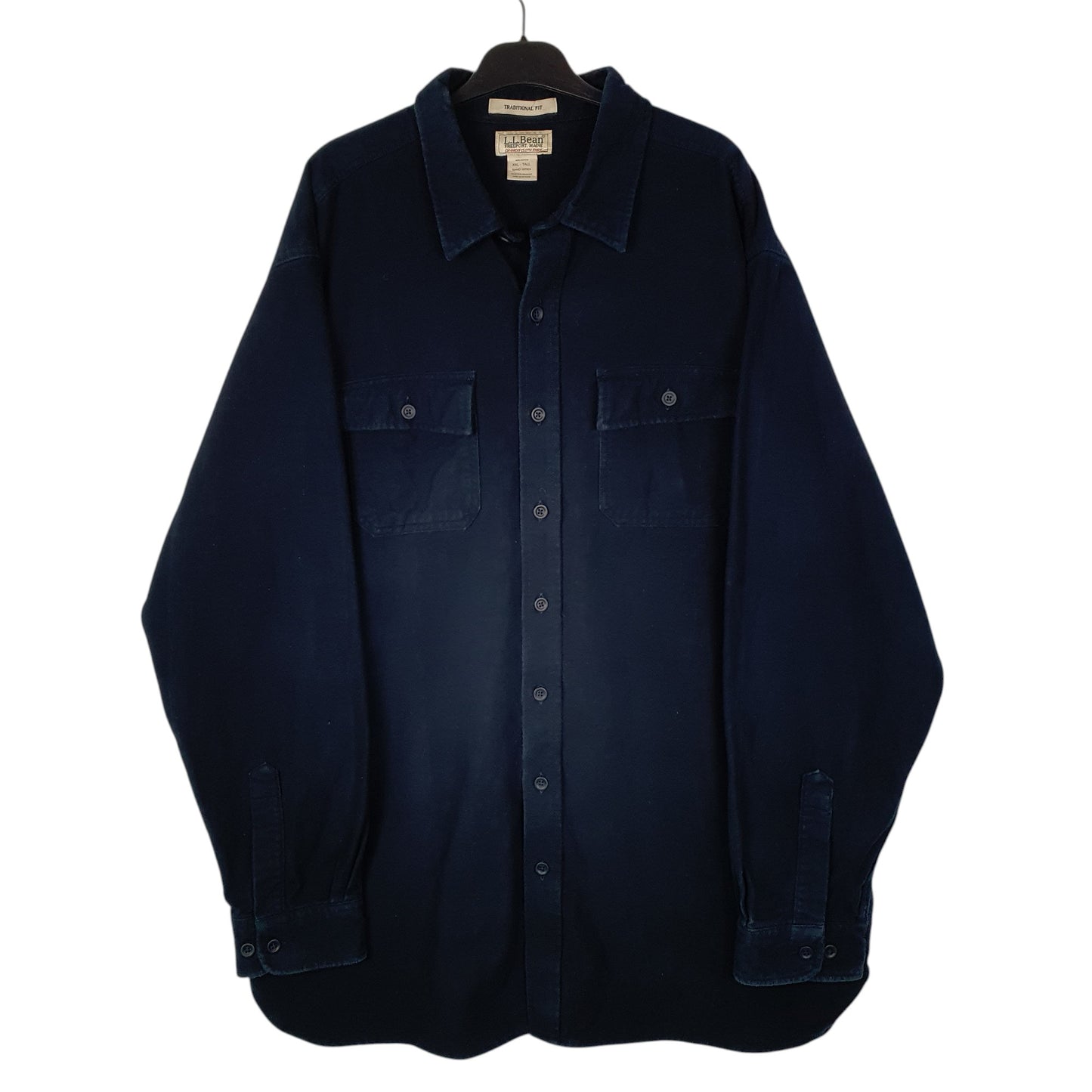 Mens Navy L.L.Bean Chamois Long Sleeve Shirt