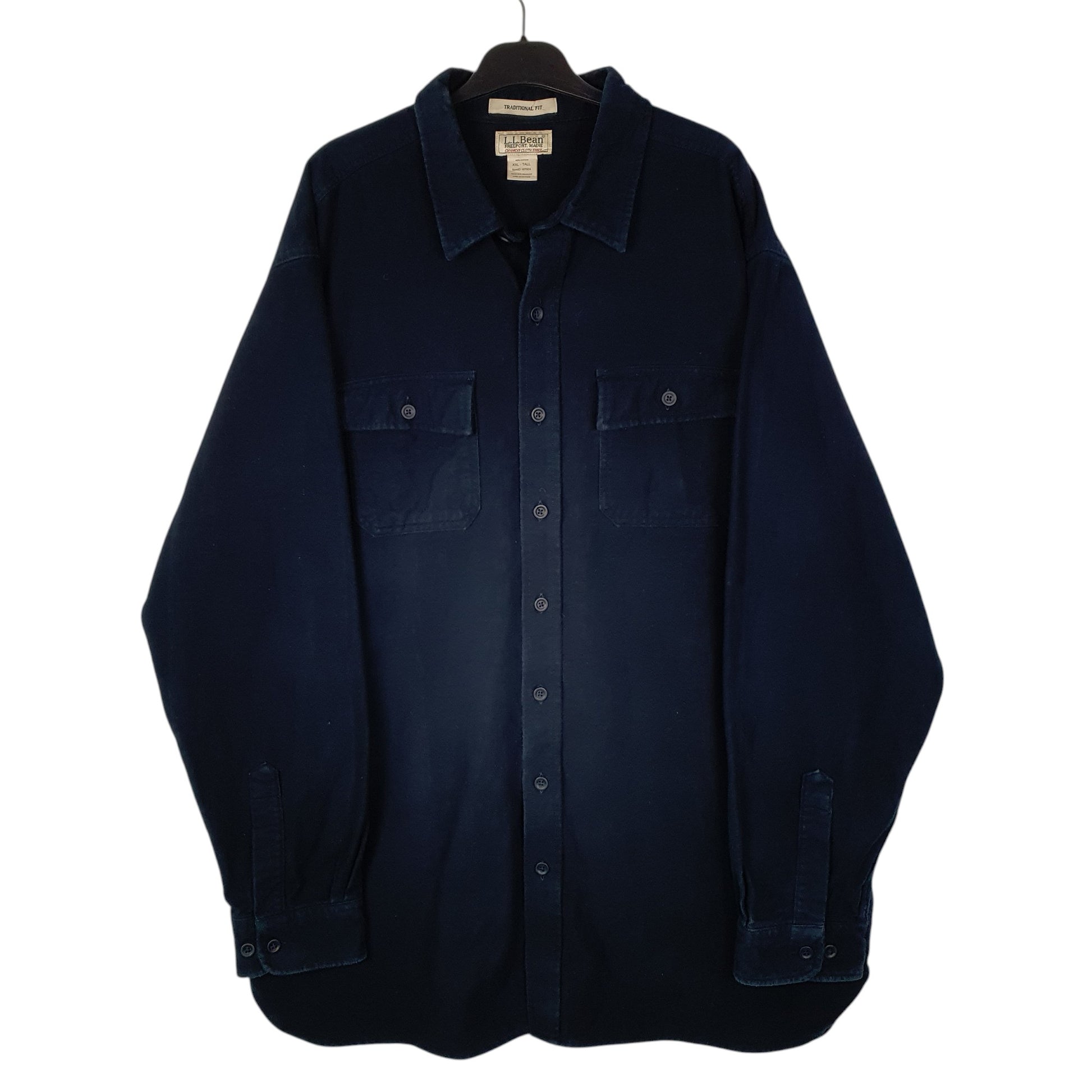 Mens Navy L.L.Bean Chamois Long Sleeve Shirt