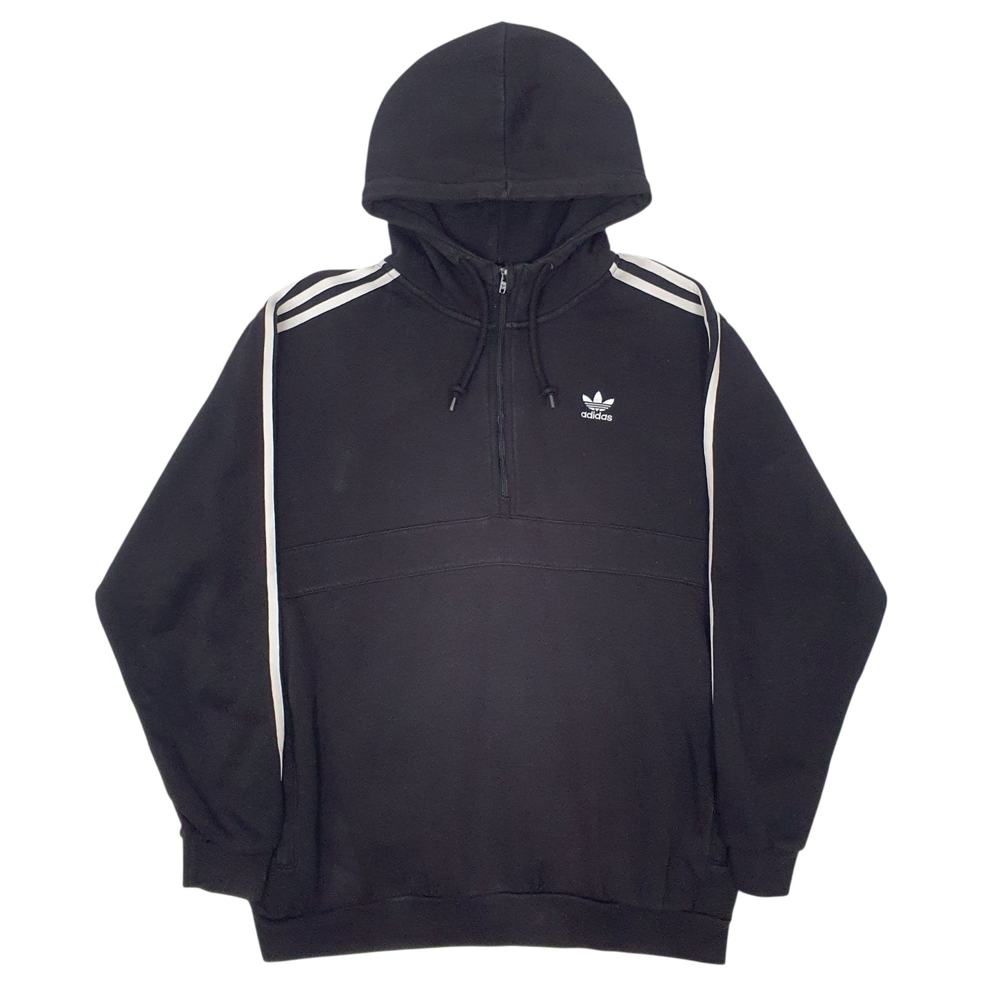 Mens Black Adidas Quarter Zip Hoodie Jumper