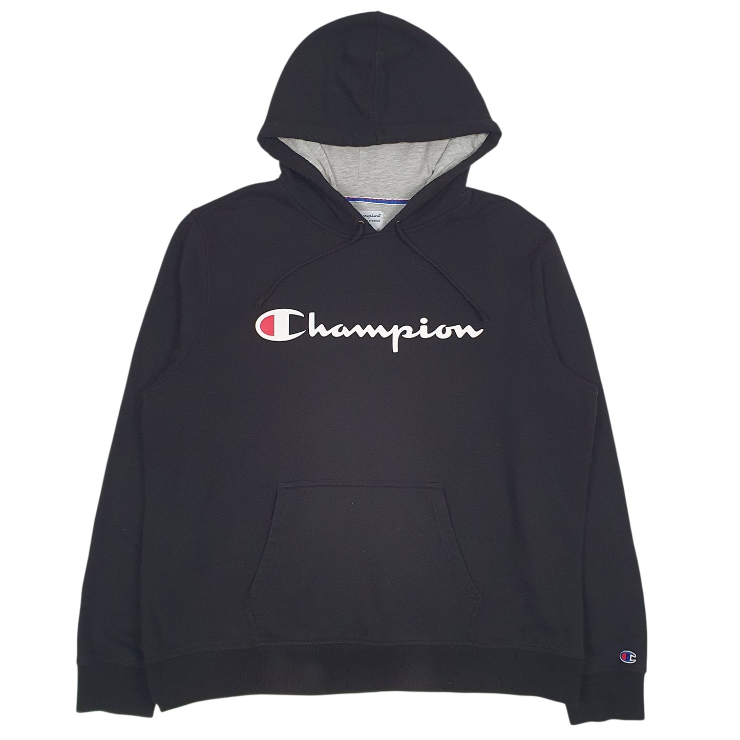Mens Black Champion Spellout Hoodie Jumper