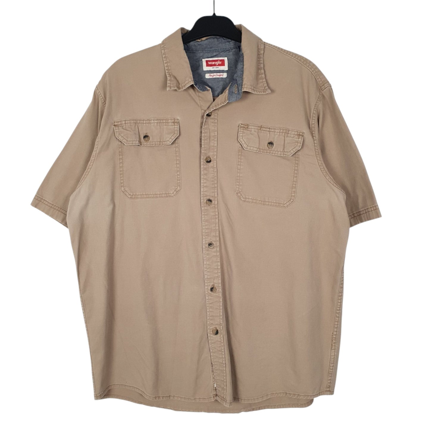 Mens Beige Wrangler  Short Sleeve Shirt