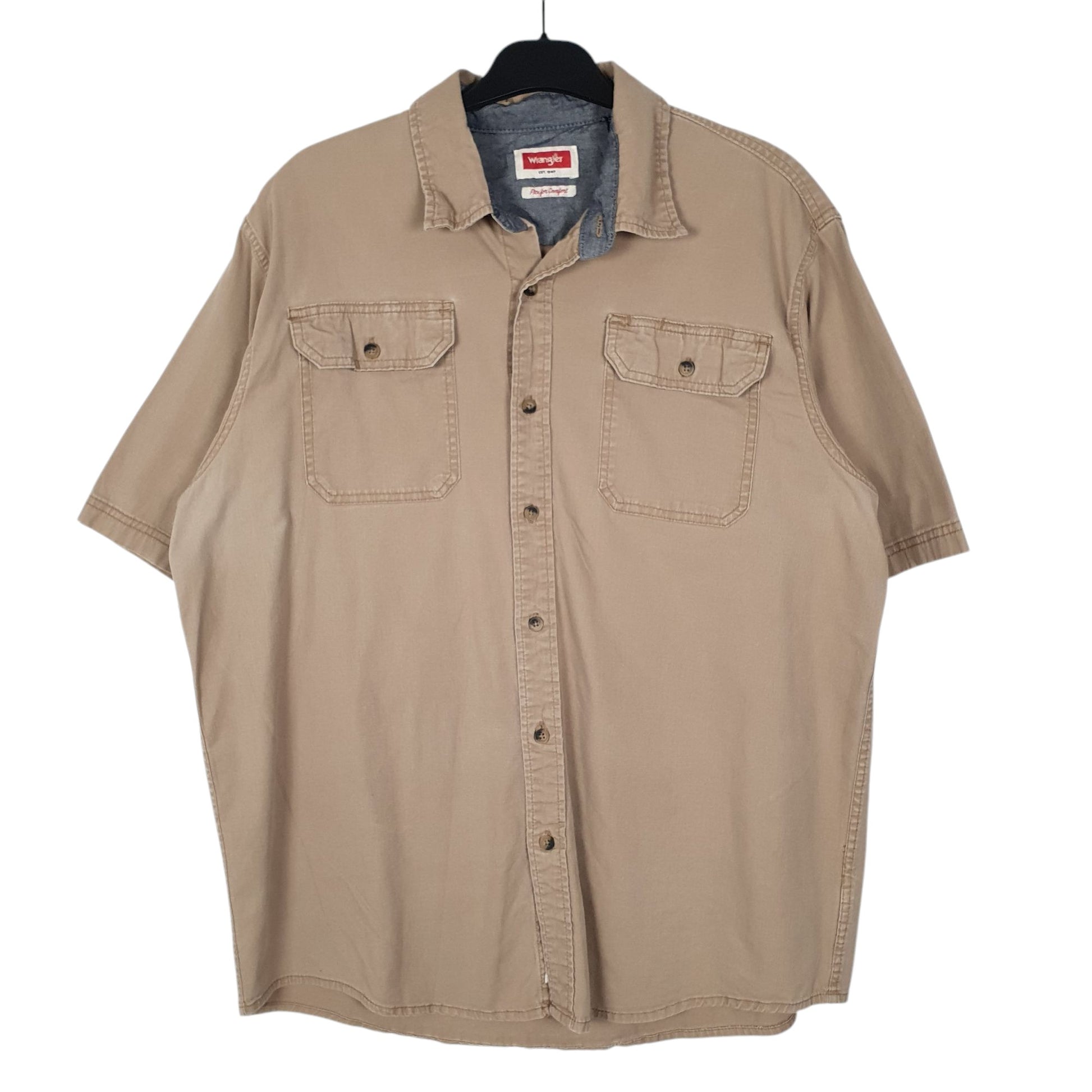 Mens Beige Wrangler  Short Sleeve Shirt
