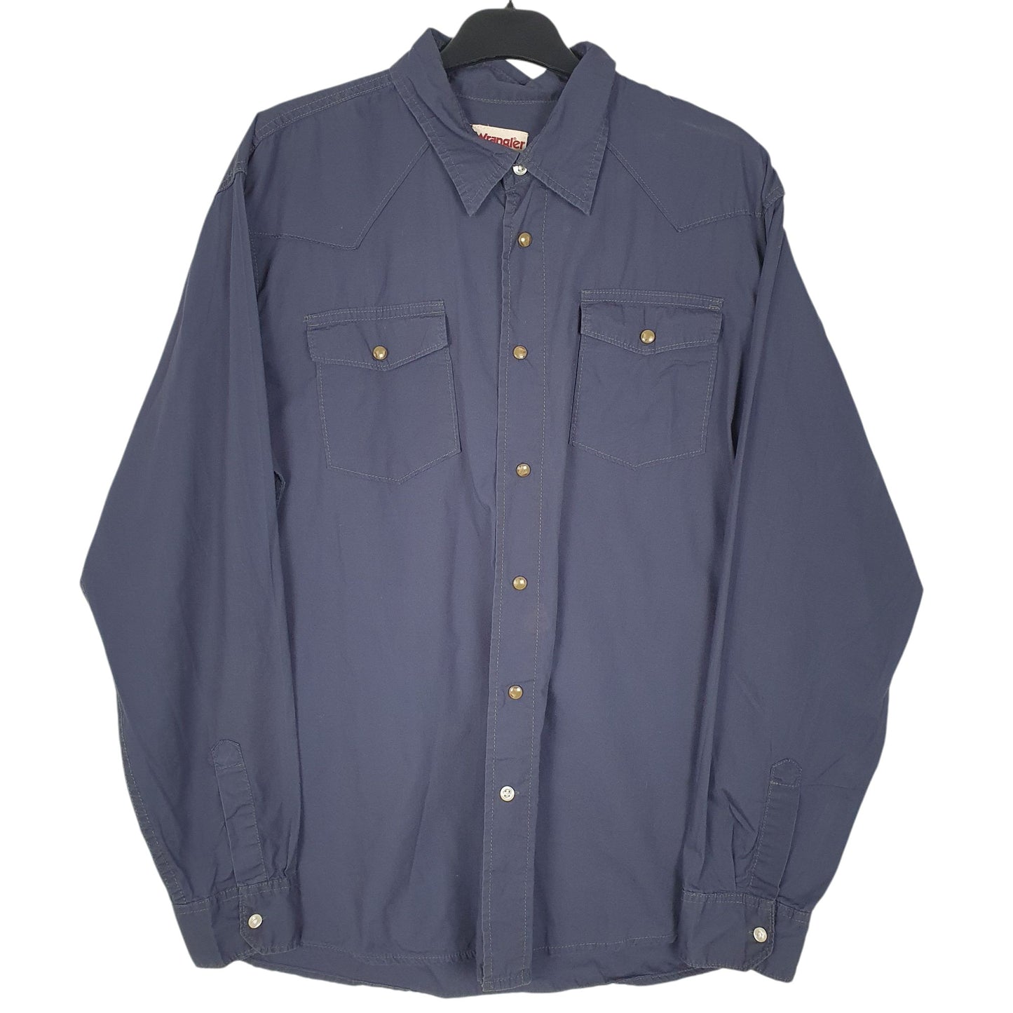 Mens Navy Wrangler Pearl Snap Long Sleeve Shirt
