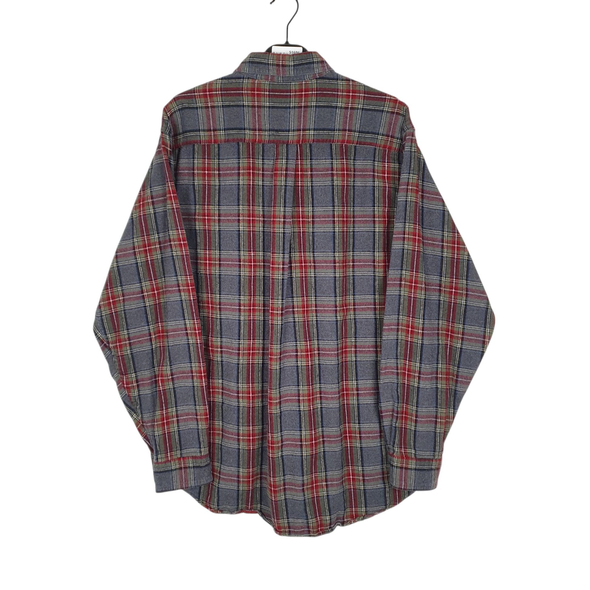 Mens Grey L.L.Bean Thick Flannel Plaid  Shirt