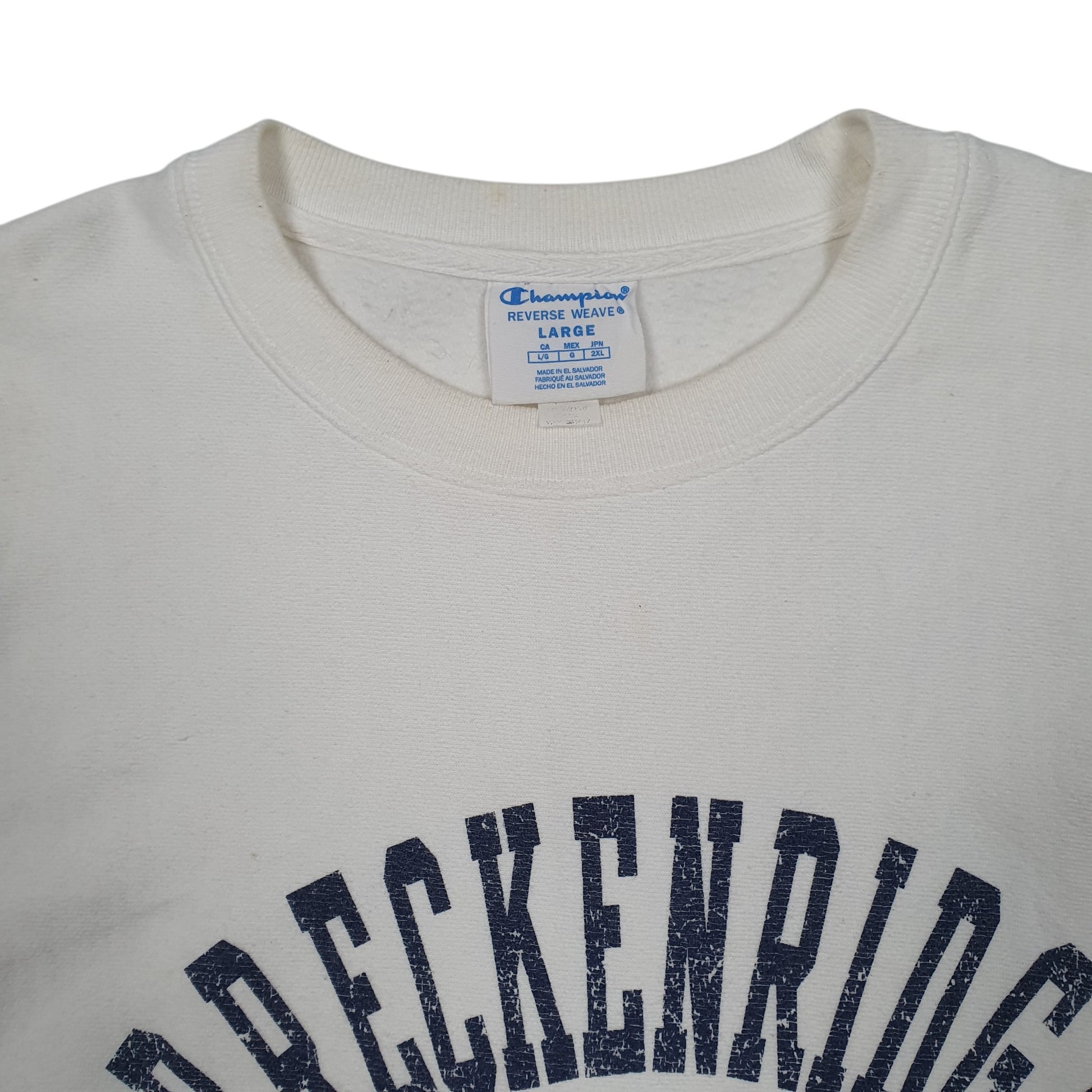 Mens White Champion Reverse Weave Breckenridge Crewneck Jumper