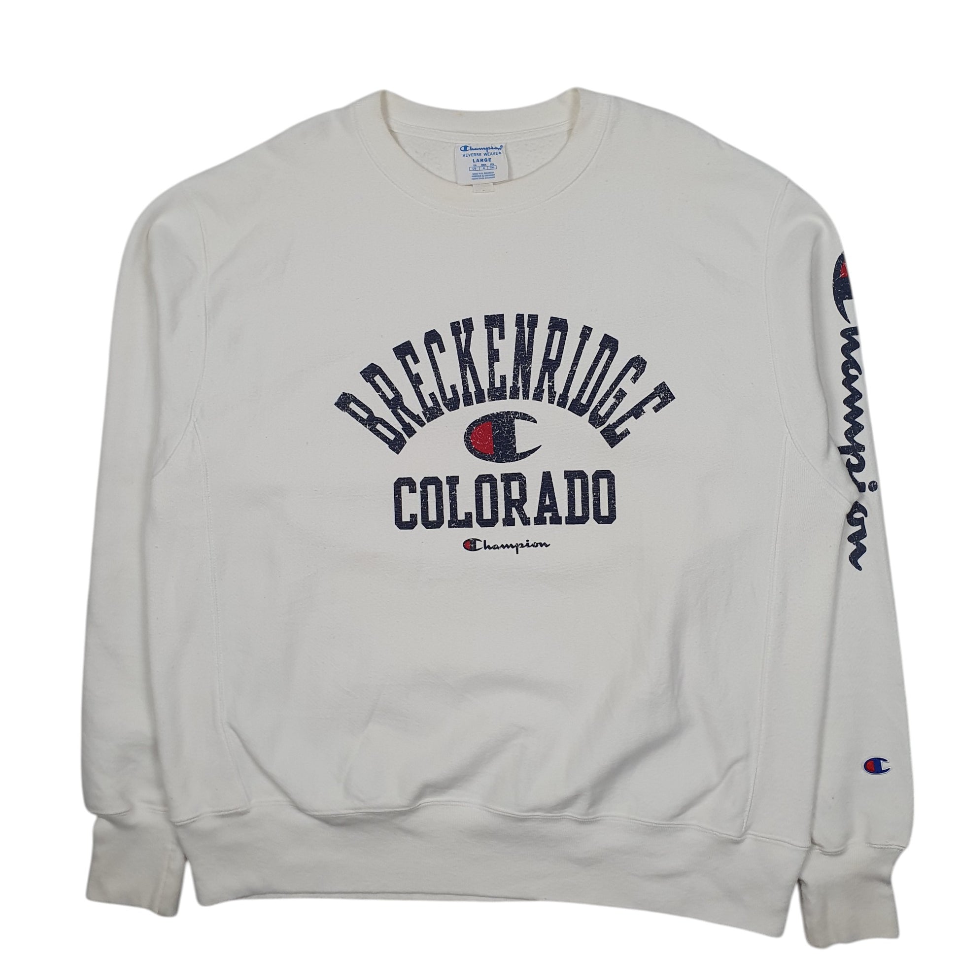 Mens White Champion Reverse Weave Breckenridge Crewneck Jumper