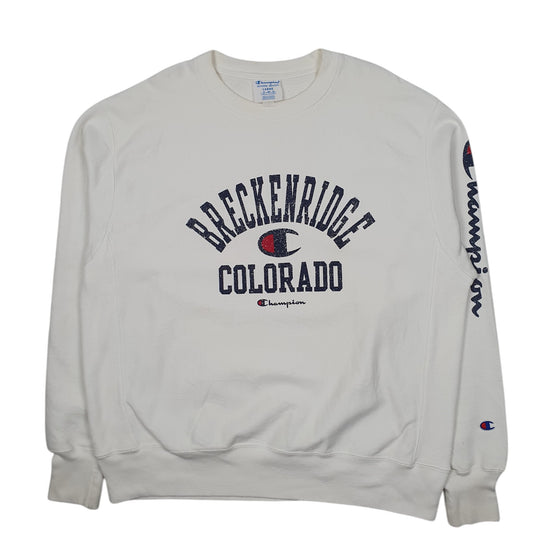 Mens White Champion Reverse Weave Breckenridge Crewneck Jumper