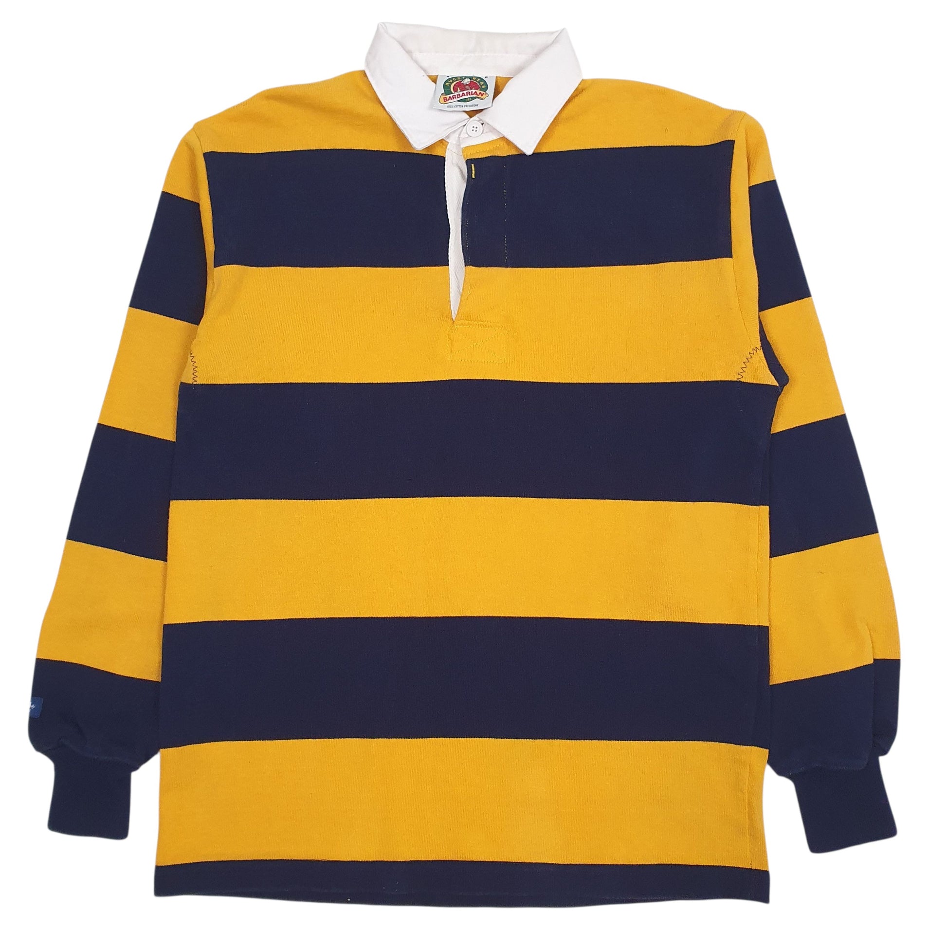 Mens Yellow Barbarian  Long Sleeve Polo Shirt