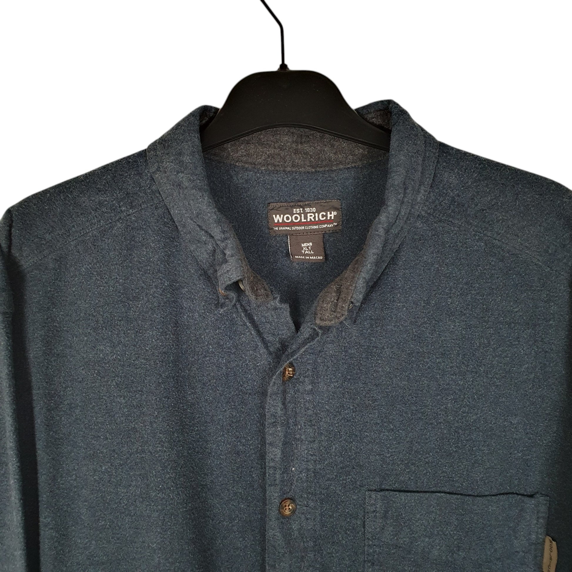 Mens Navy Woolrich Thick Chamois  Shirt