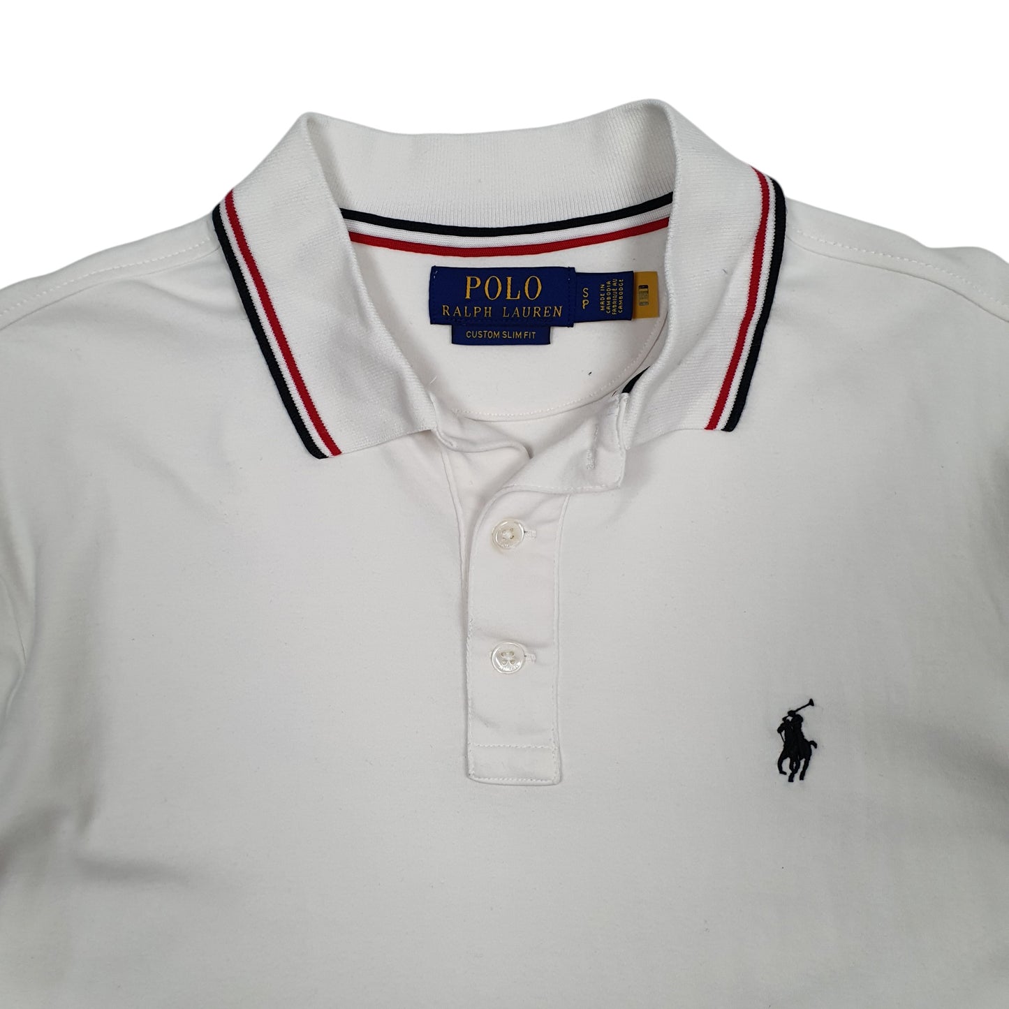 Mens White Polo Ralph Lauren Custom Slim Fit  Polo Shirt