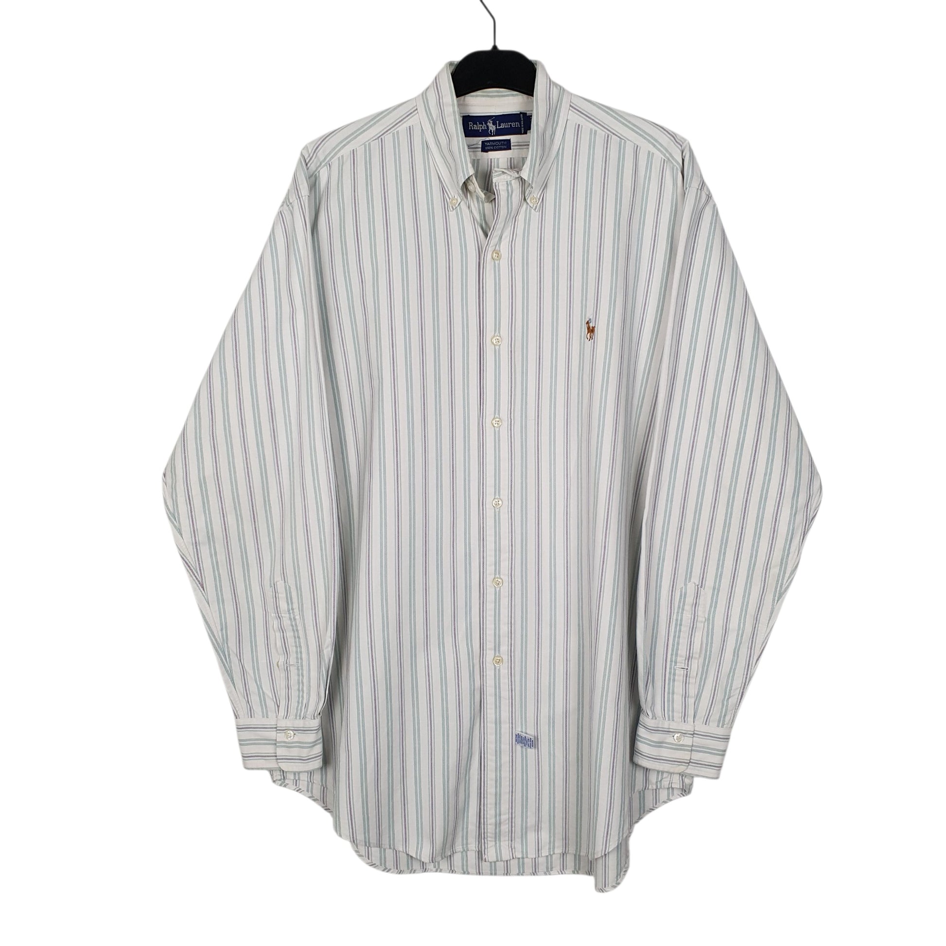 Mens White Ralph Lauren Vintage 90s Long Sleeve Shirt