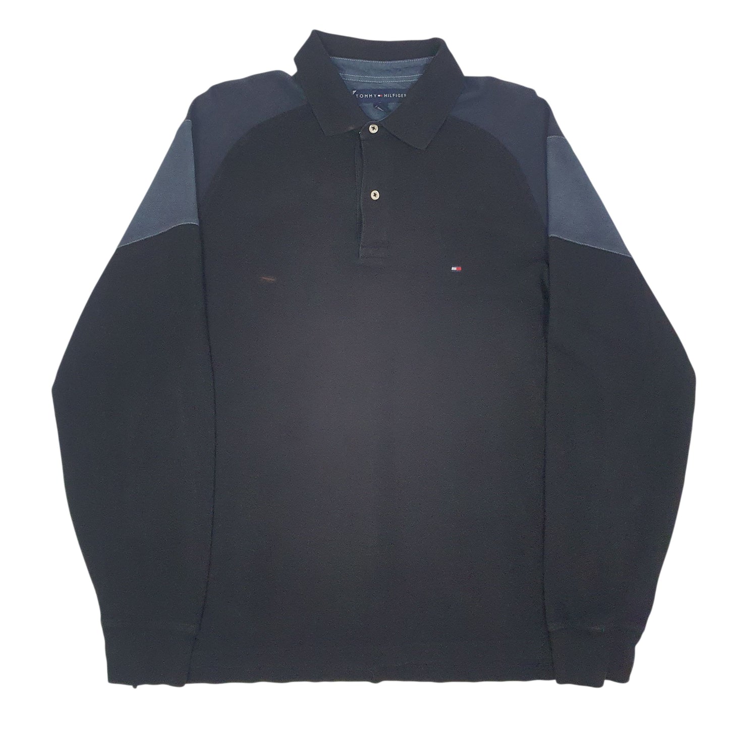 Mens Black Tommy Hilfiger  Long Sleeve Polo Shirt