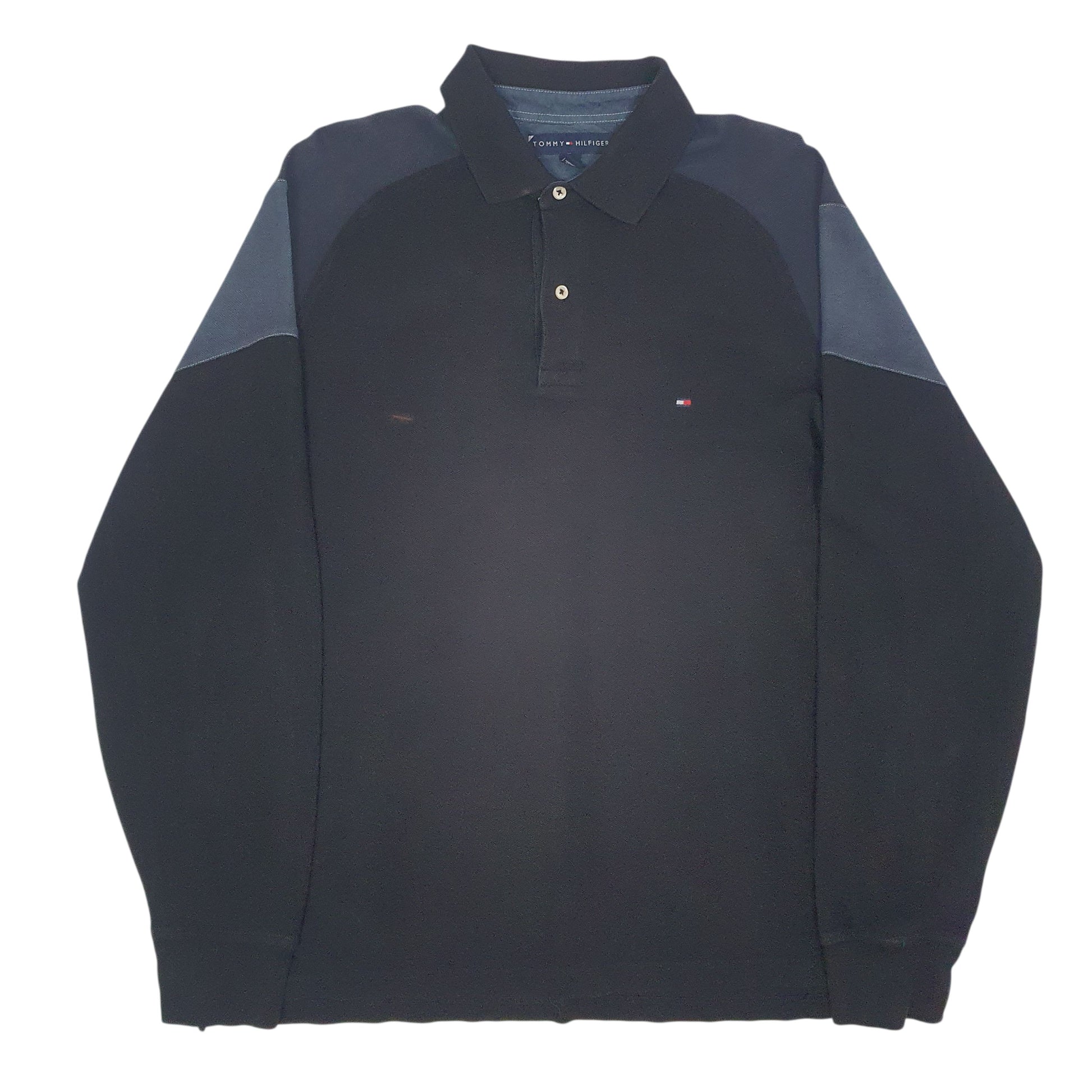 Mens Black Tommy Hilfiger  Long Sleeve Polo Shirt