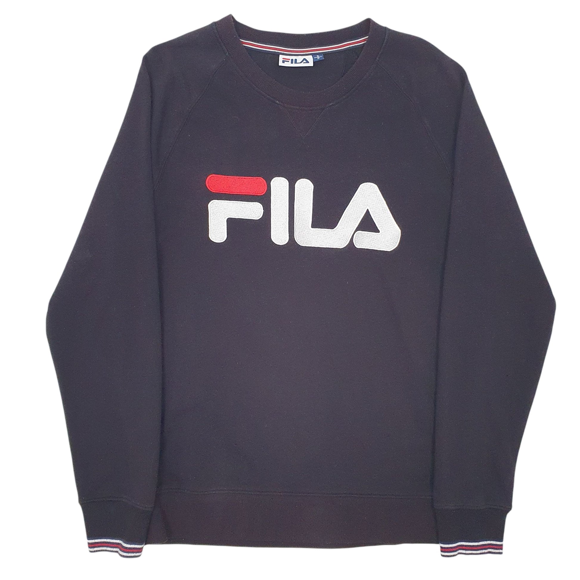 Mens Black Fila Spellout Crewneck Jumper