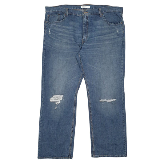 Mens Blue Levis Relaxed Distressed Signature JeansW44 L30