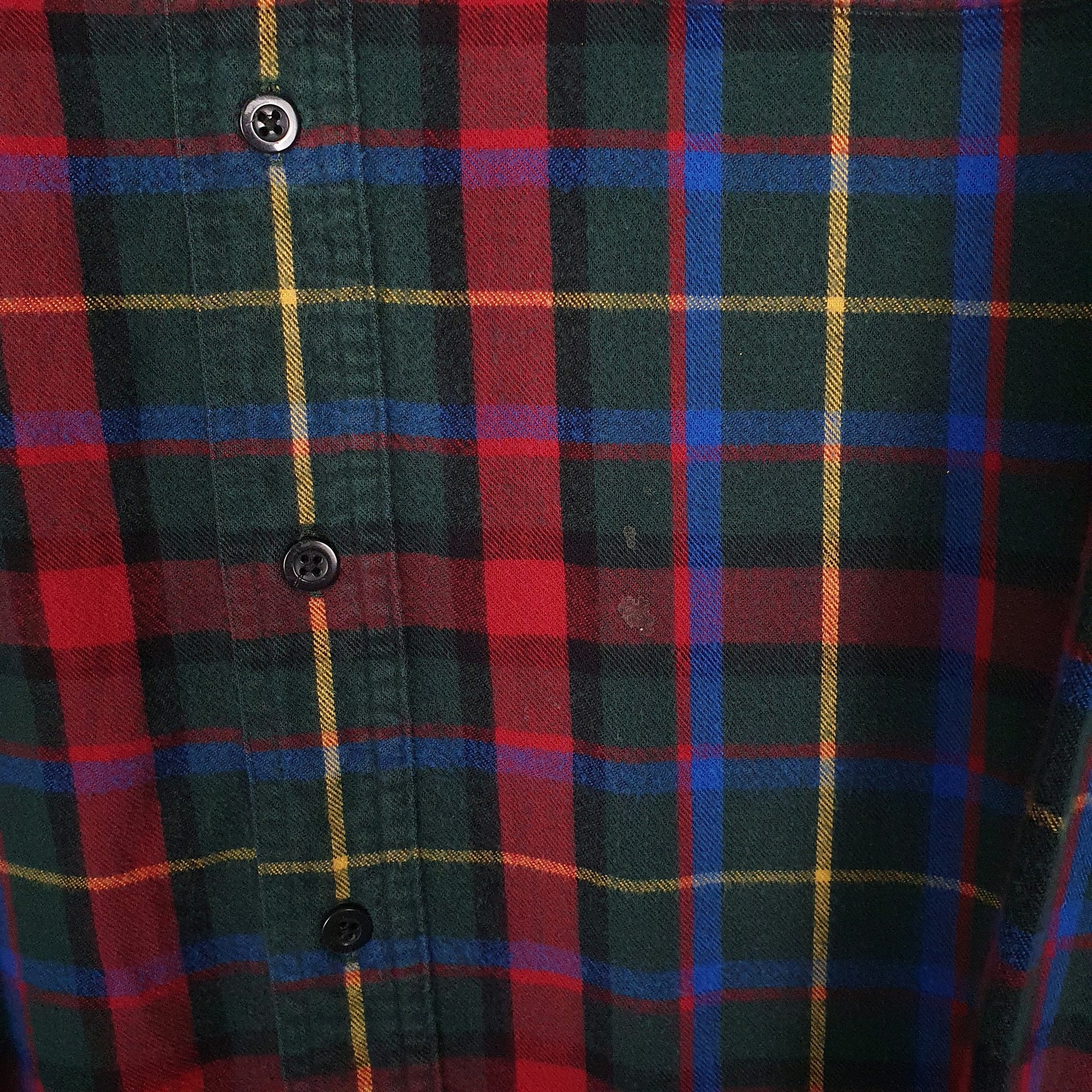 Mens Green L.L.Bean Scotch Plaid Flannel  Shirt